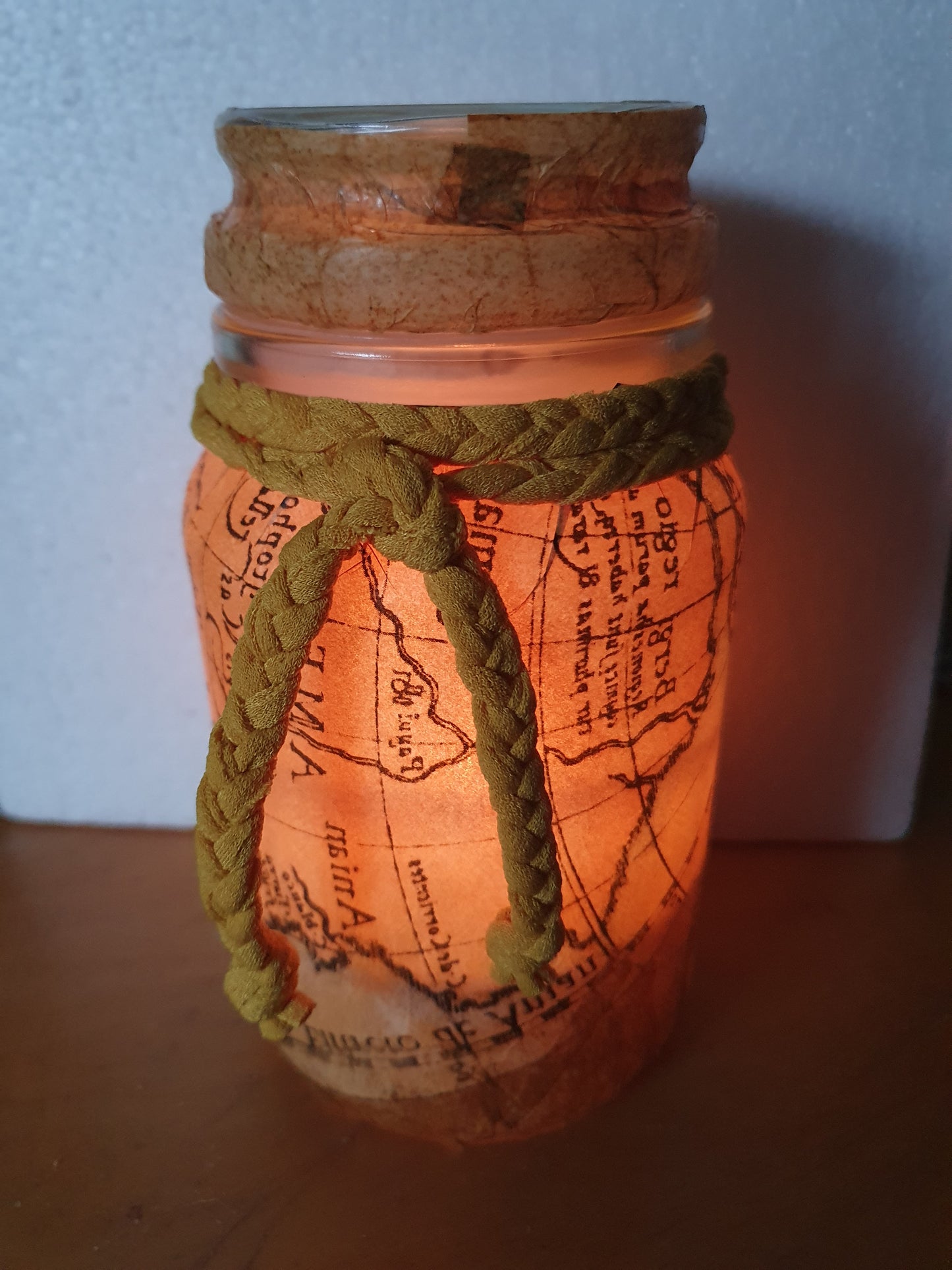 Medium Vintage Map Hand Decorated Candle Storage Jar With Lid Home Decor Gift