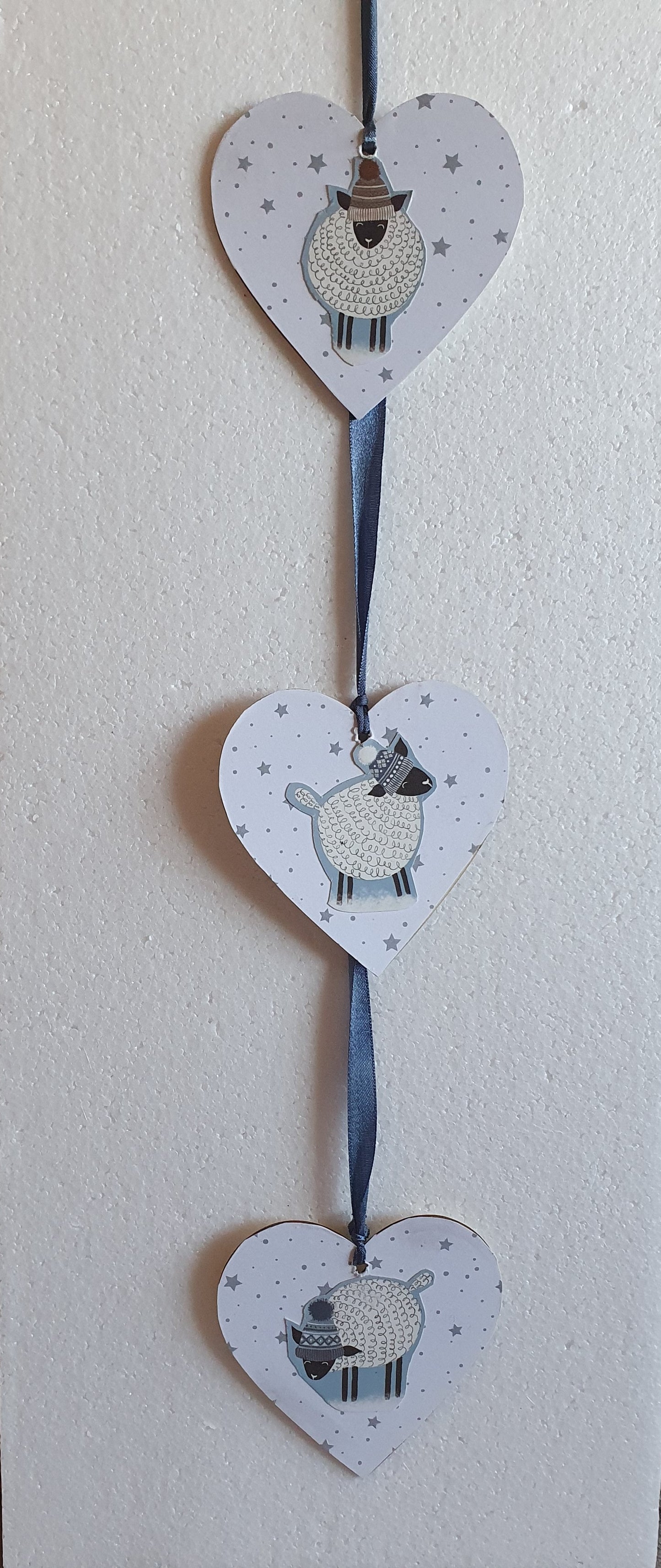 Decoupage Star And Sheep Grey Blue Wall Hanging Home Decor Gift