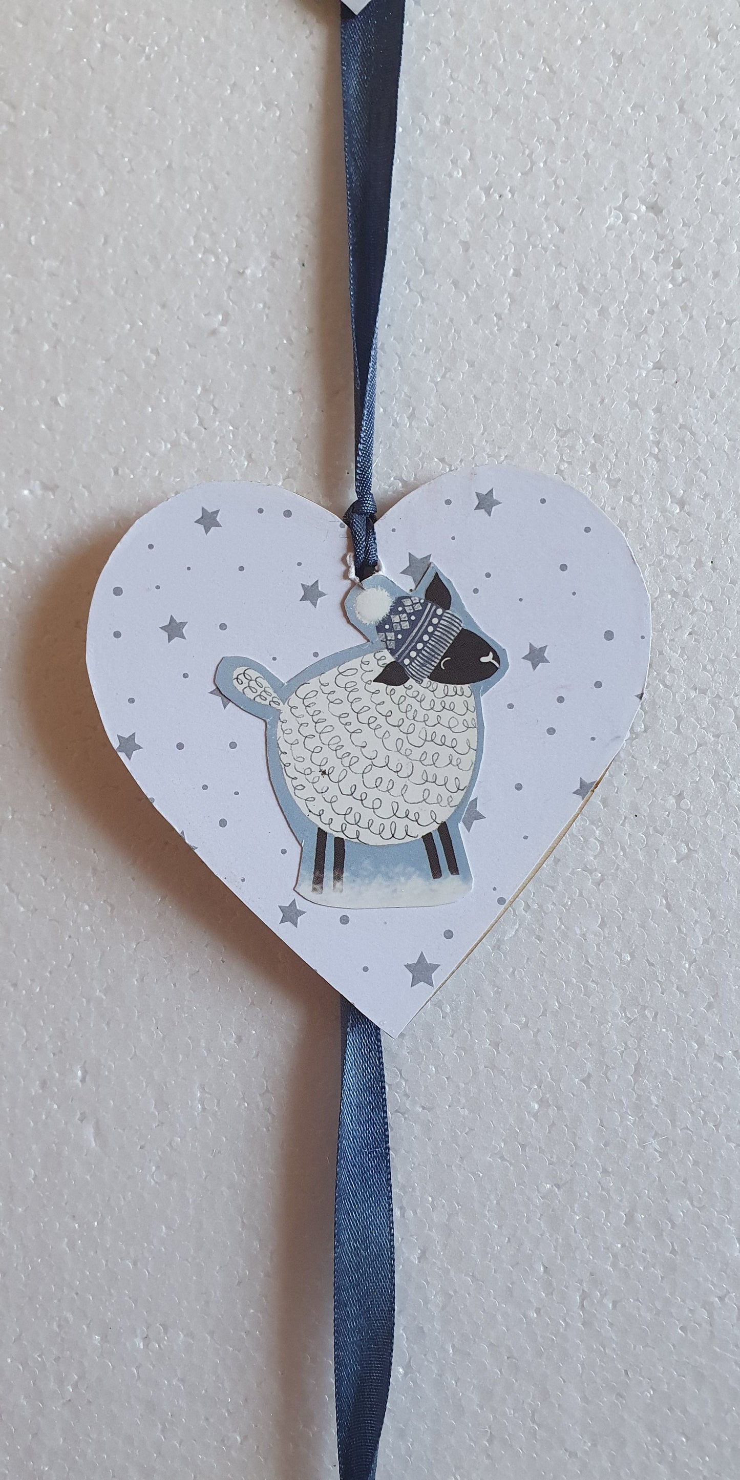 Decoupage Star And Sheep Grey Blue Wall Hanging Home Decor Gift