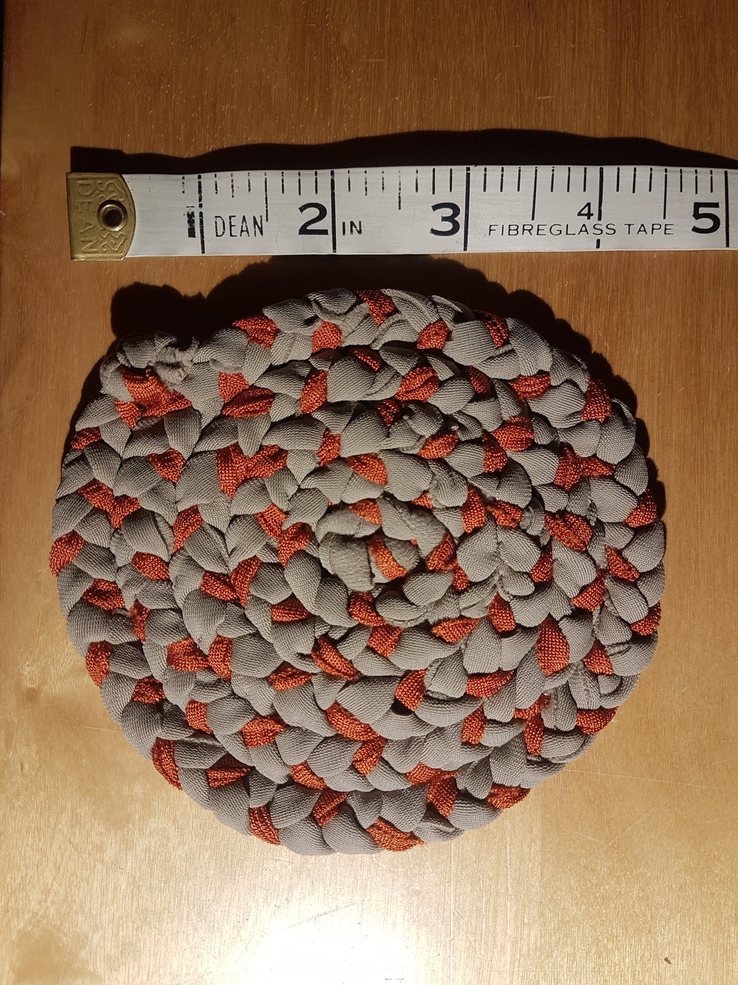 Handmade Round Coaster Orange Brown