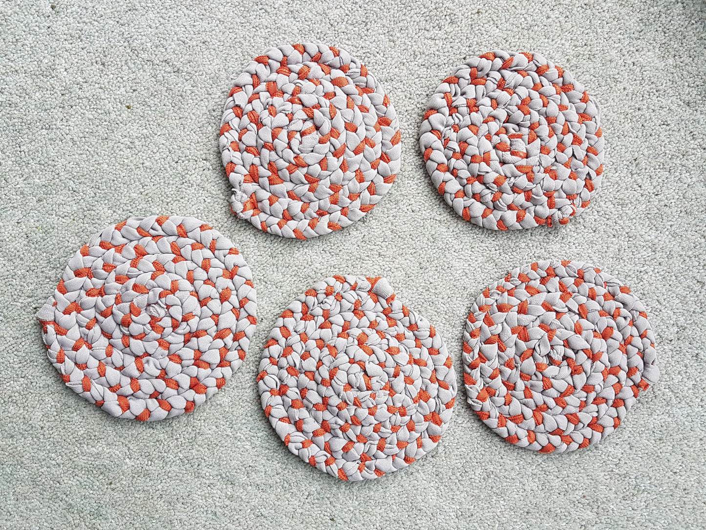 Handmade Round Coaster Orange Brown