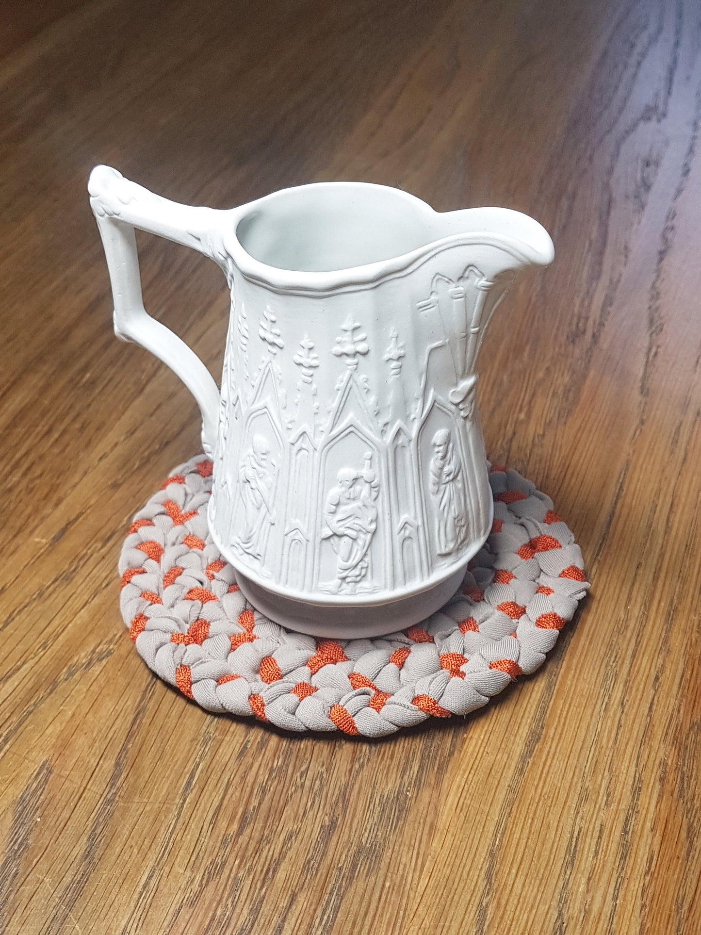 Handmade Round Coaster Orange Brown