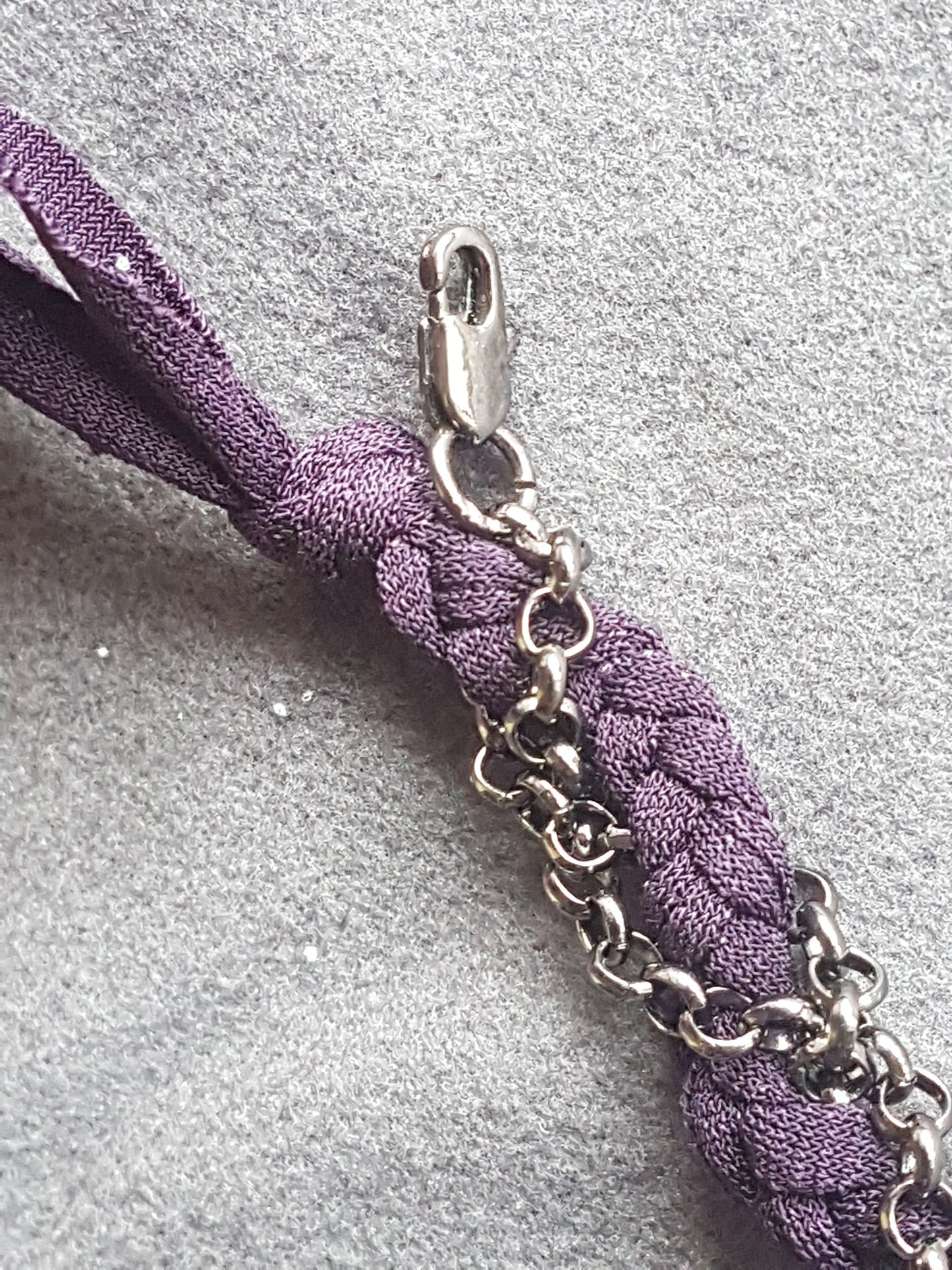 Purple Fabric Gun Metal Grey Bracelet