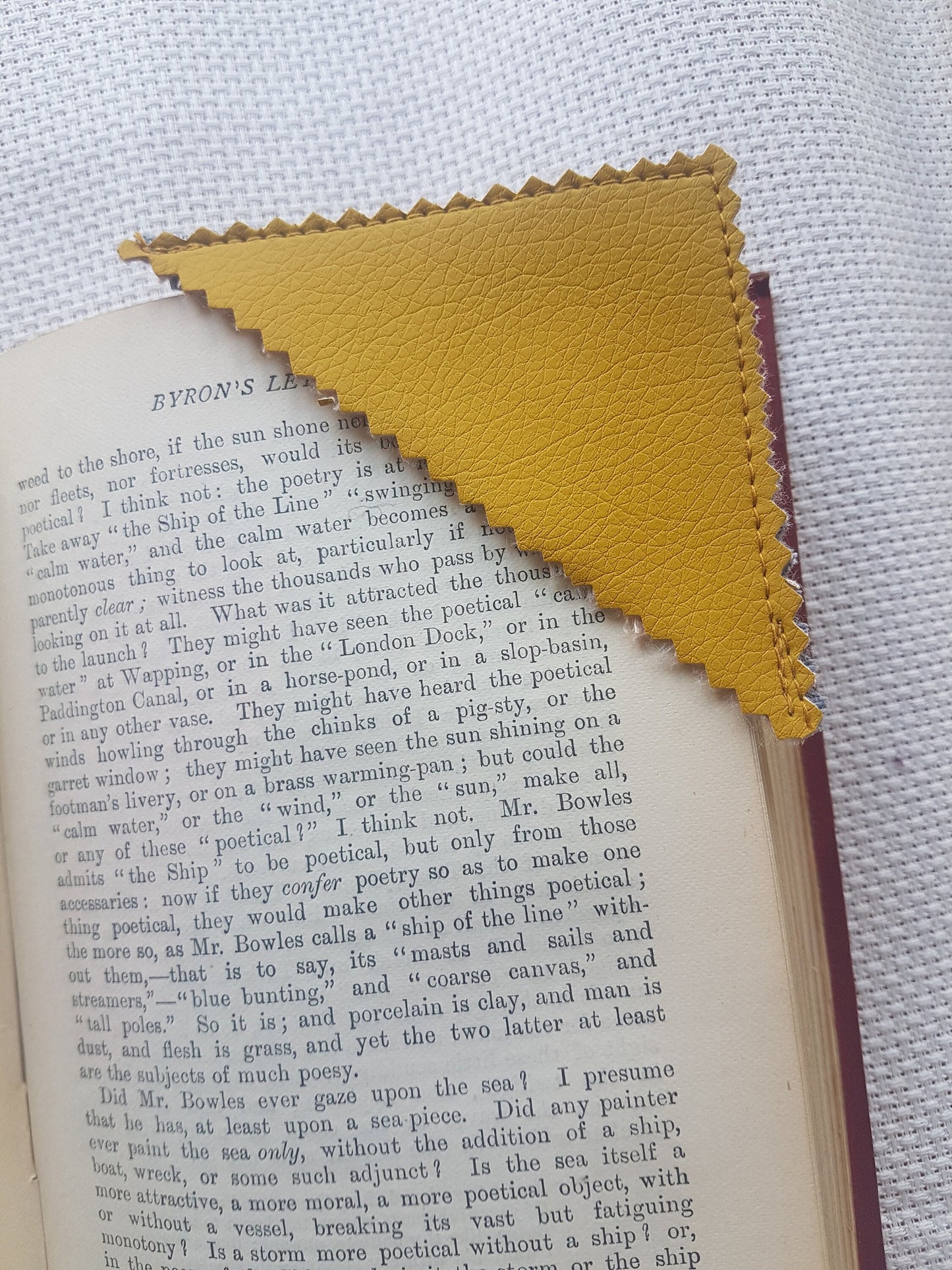 Faux Leather Mustard Yellow Green Bookmark