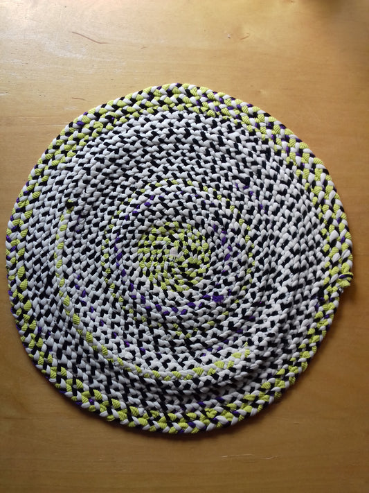 Handmade Coaster Black, Purple, Lime Green, White