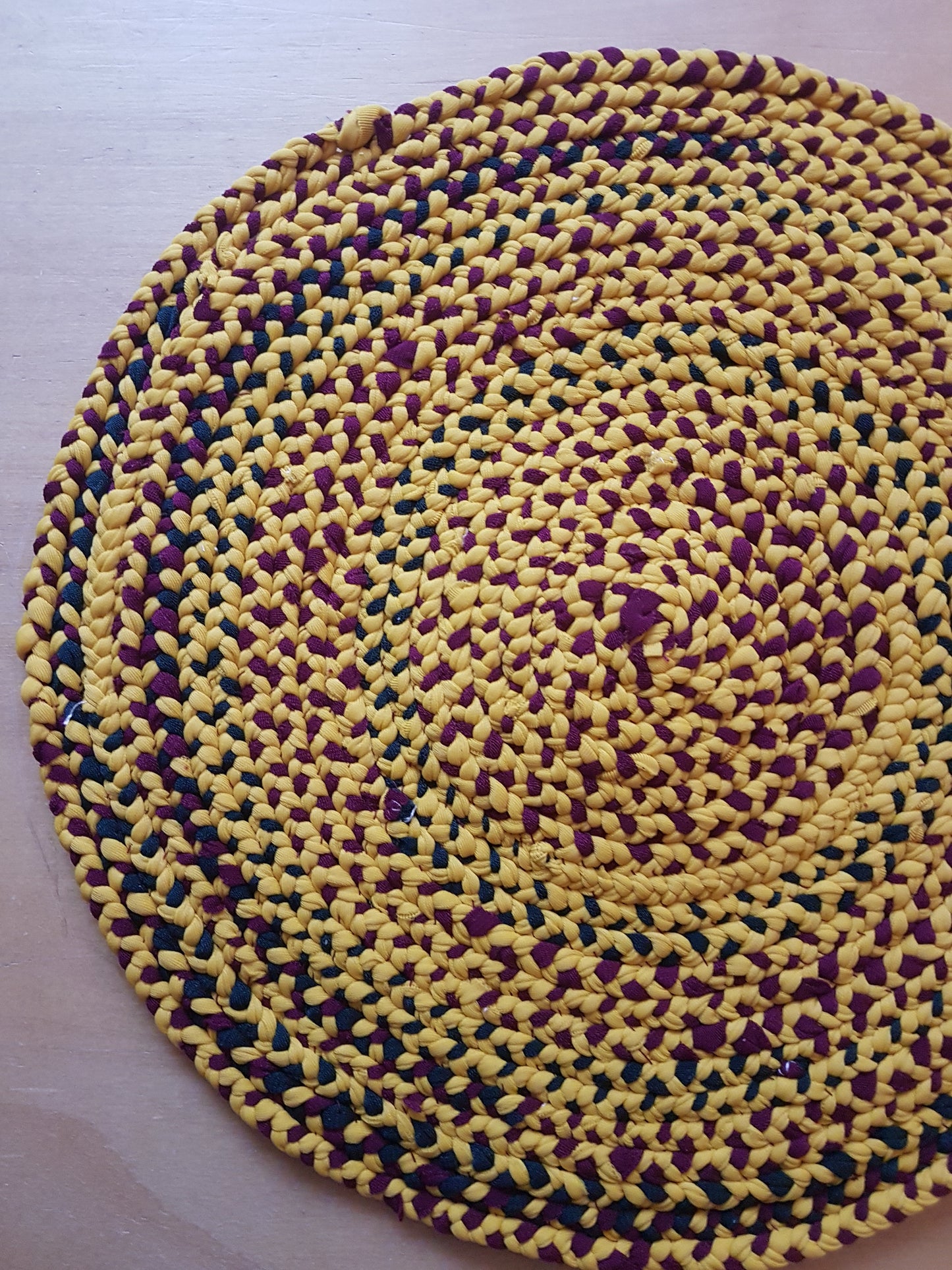 Handmade Coaster Centrepiece, Burgundy, Green, Yellow