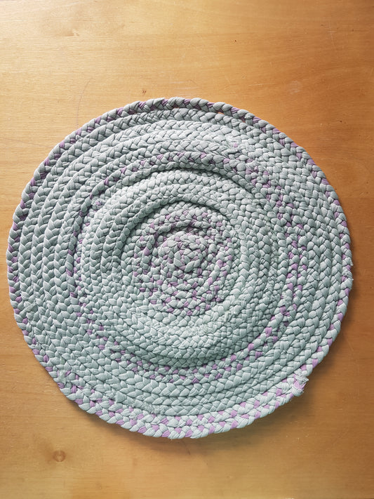 Handmade Braided Coaster Sage Green And Pink