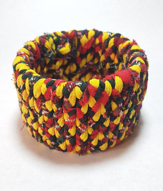 Yellow Red Green Braided Chunky Bangle LARGE