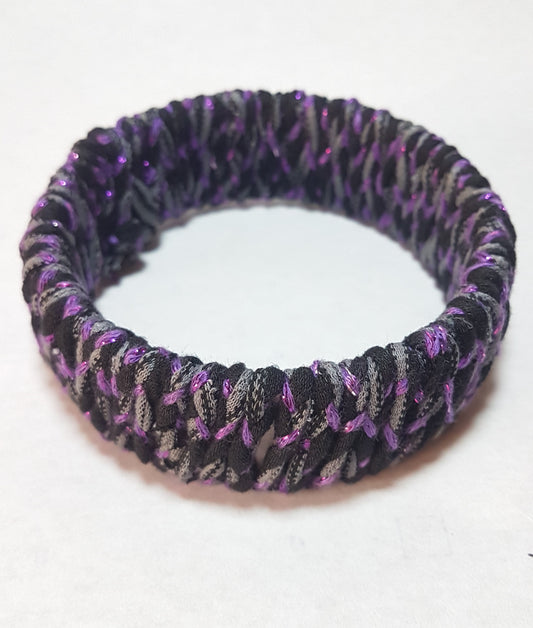 Black Purple Grey Braided Chunky Bangle SMALL