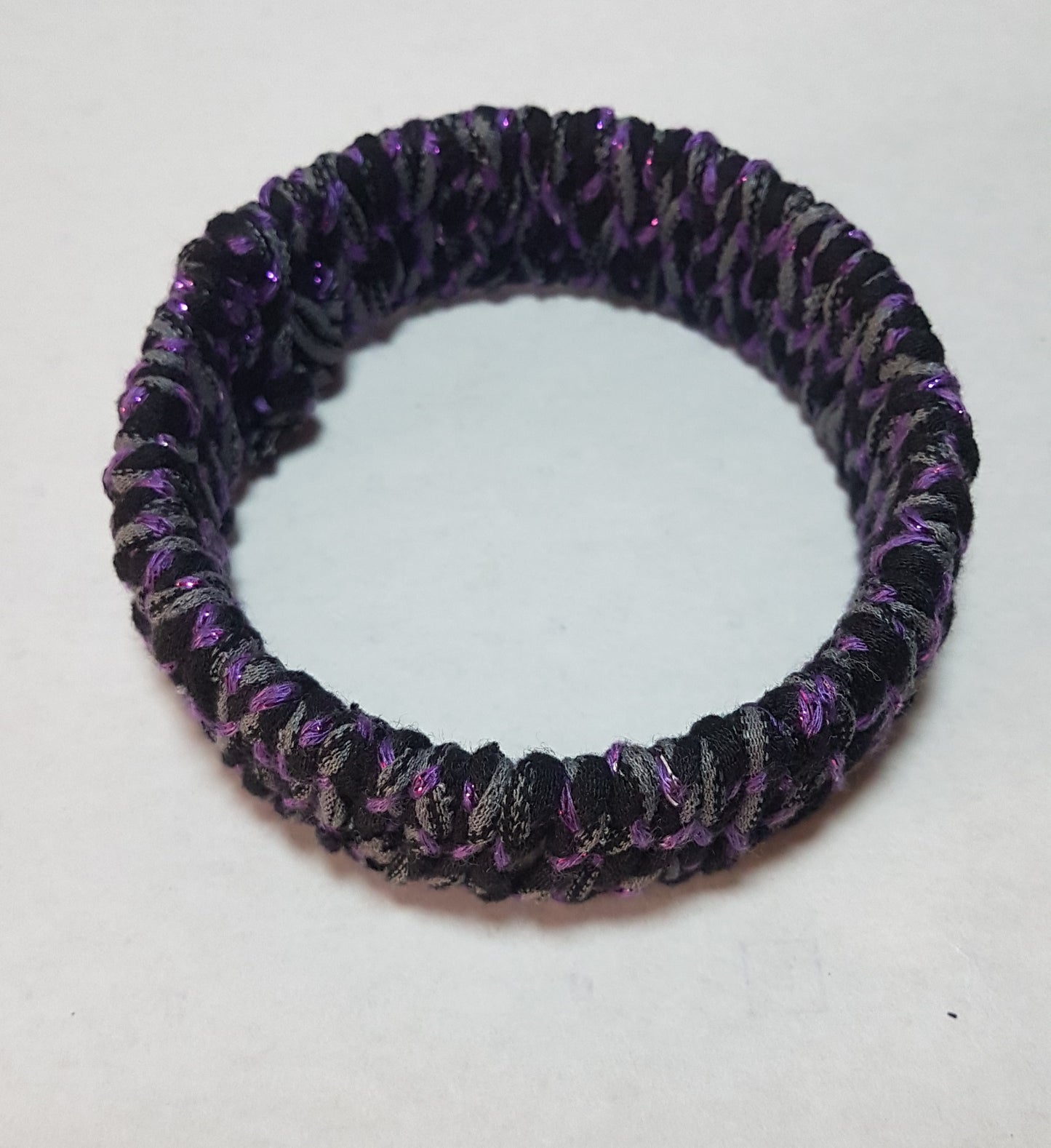 Black Purple Grey Braided Chunky Bangle SMALL