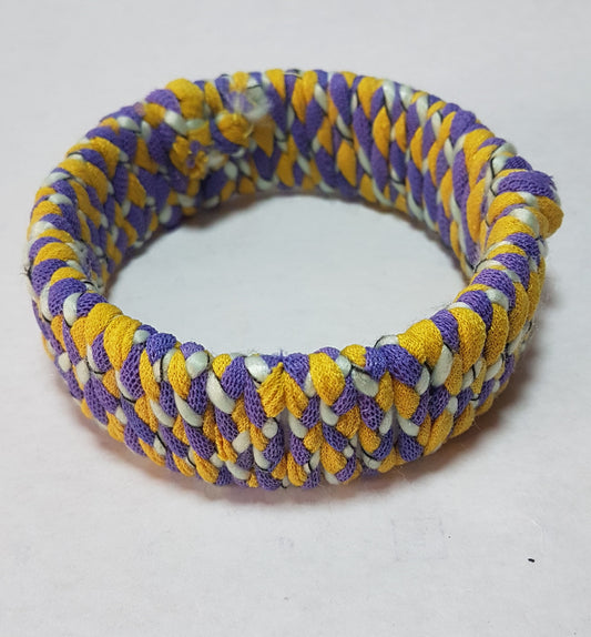 Purple Yellow Green Braided Chunky Bangle SMALL