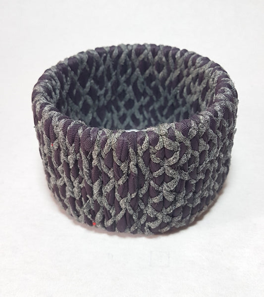 Purple Grey Braided Chunky Bangle LARGE