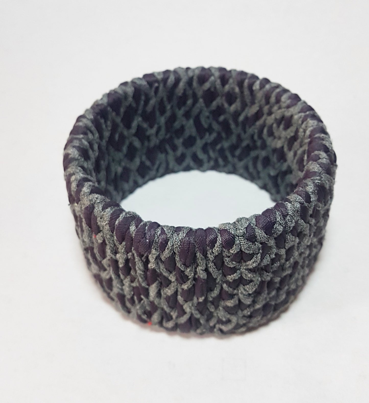 Purple Grey Braided Chunky Bangle LARGE