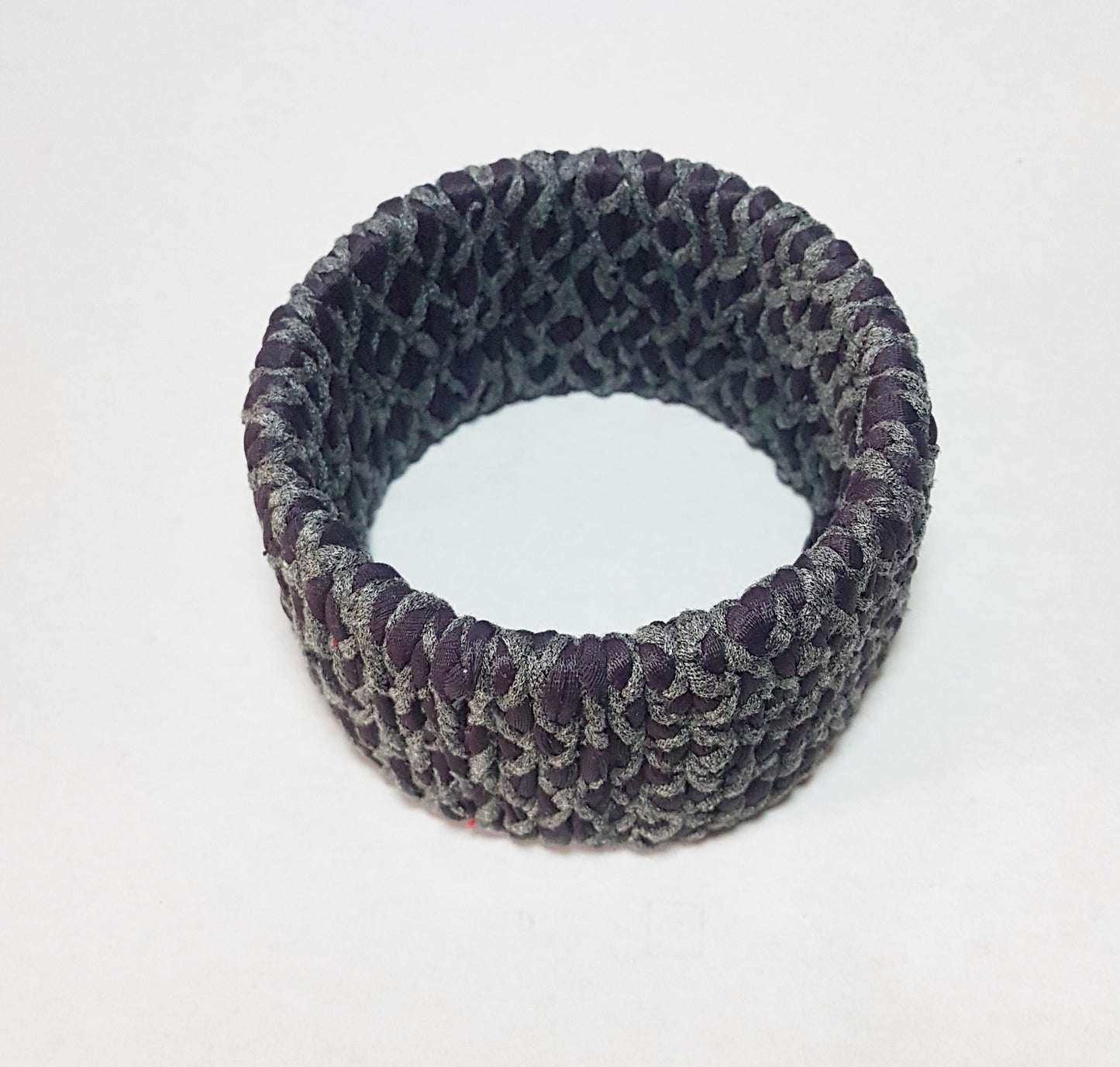 Purple Grey Braided Chunky Bangle LARGE