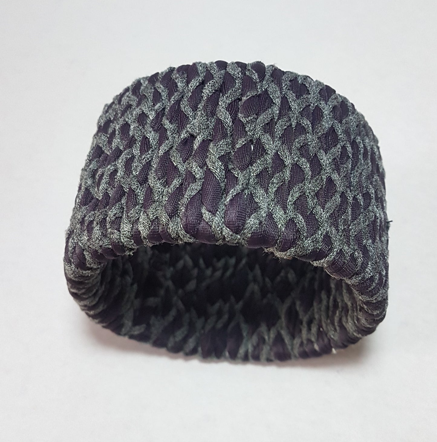 Purple Grey Braided Chunky Bangle LARGE