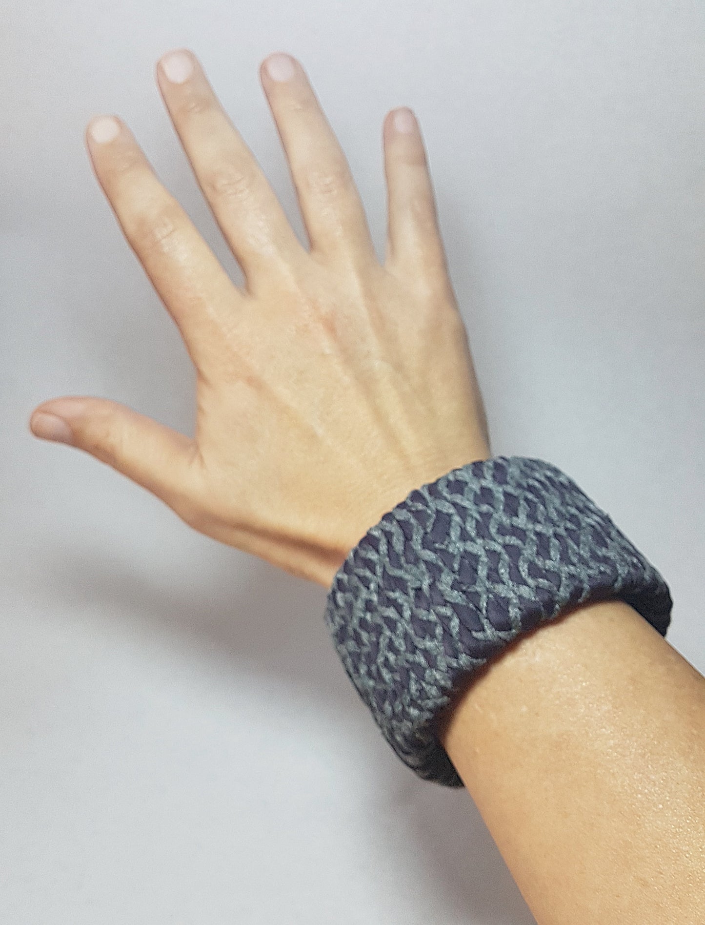 Purple Grey Braided Chunky Bangle LARGE