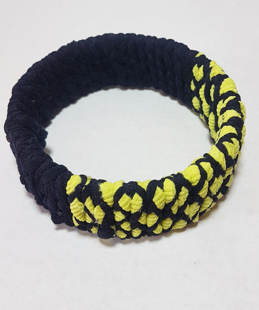 Navy Blue, Lime Green Braided Chunky Bangle SMALL