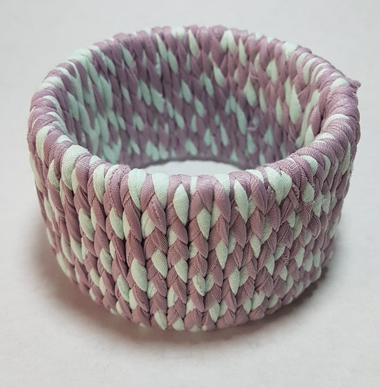 Dusky Pink Pastel Green Braided Chunky Bangle LARGE