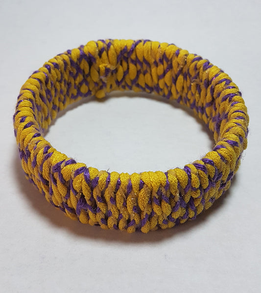 Yellow Purple Braided Chunky Bangle SMALL