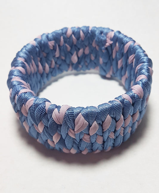 Blue Dusky Pink Braided Chunky Bangle MEDIUM