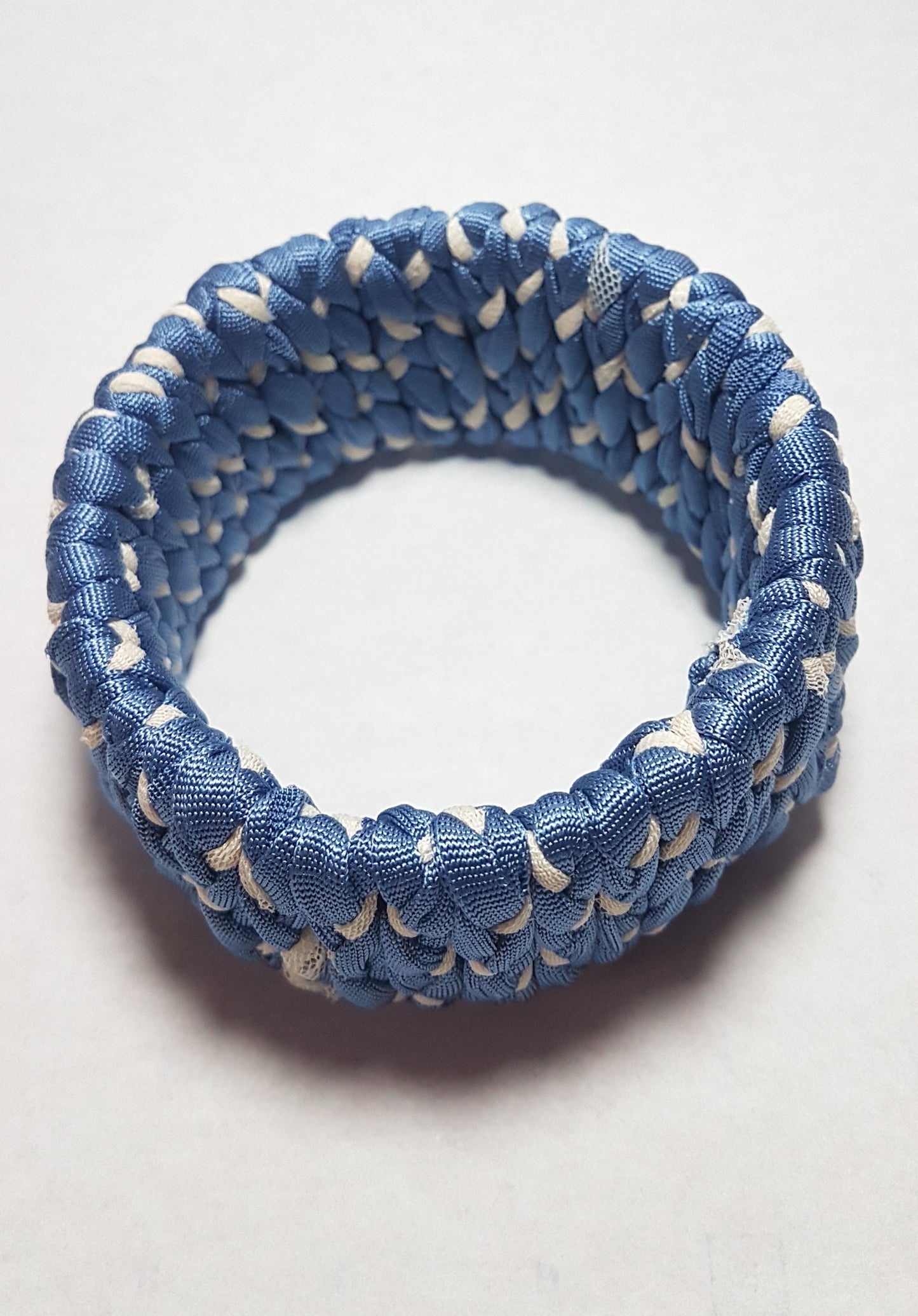 Blue Cream Braided Chunky Bangle MEDIUM