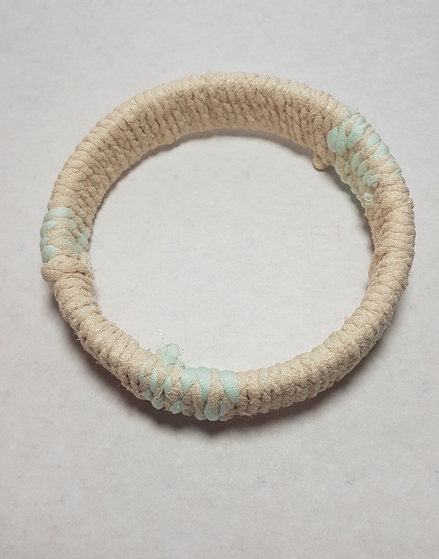 Cream Pastel Green Braided Chunky Bangle EXTRA SMALL