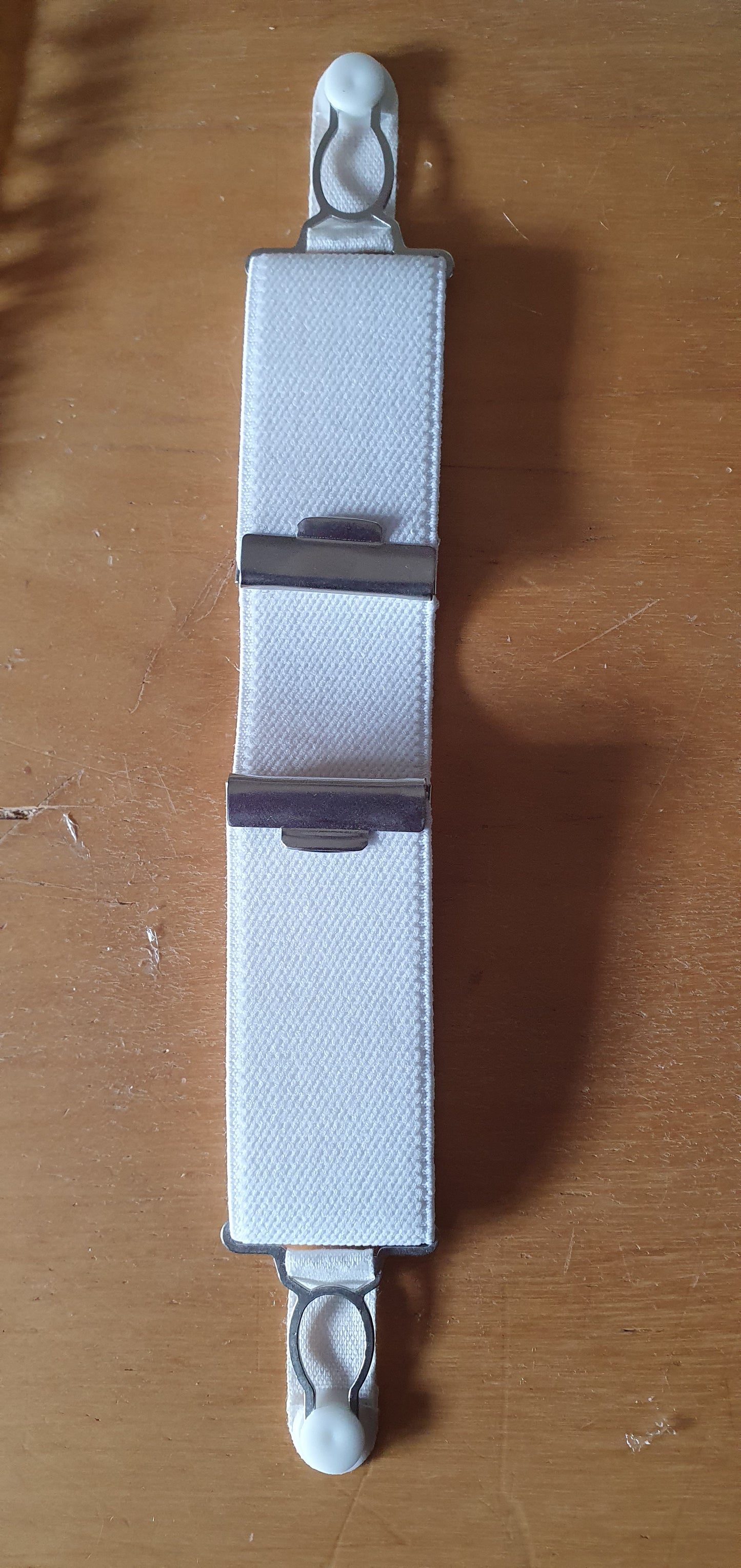 White Silver Fabric Elastic Suspenders New Sealed