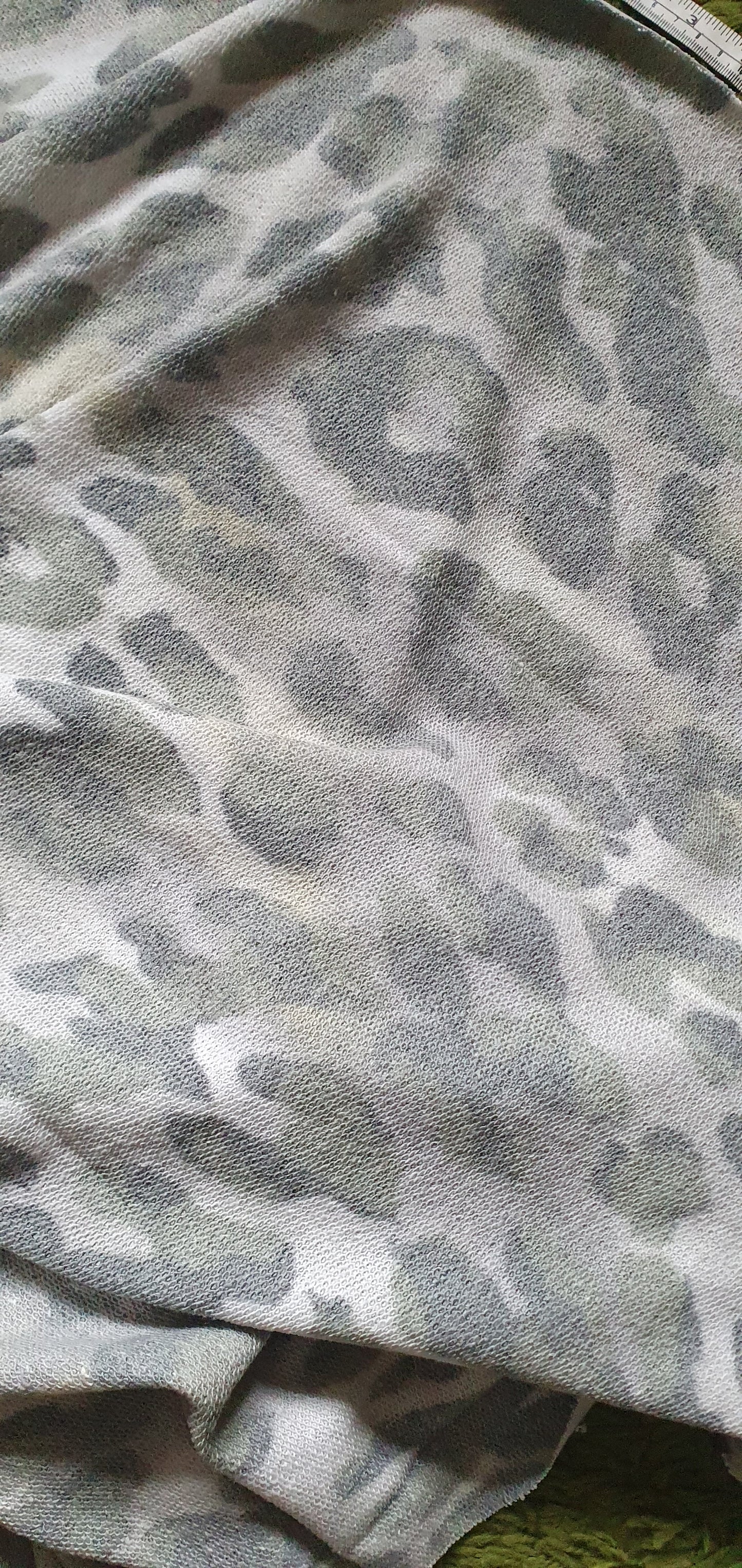 Camouflage Knitted Fabric Green White Remnant