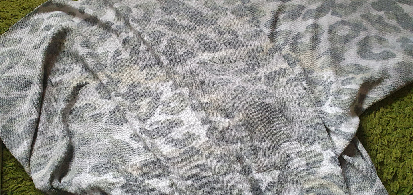Camouflage Knitted Fabric Green White Remnant