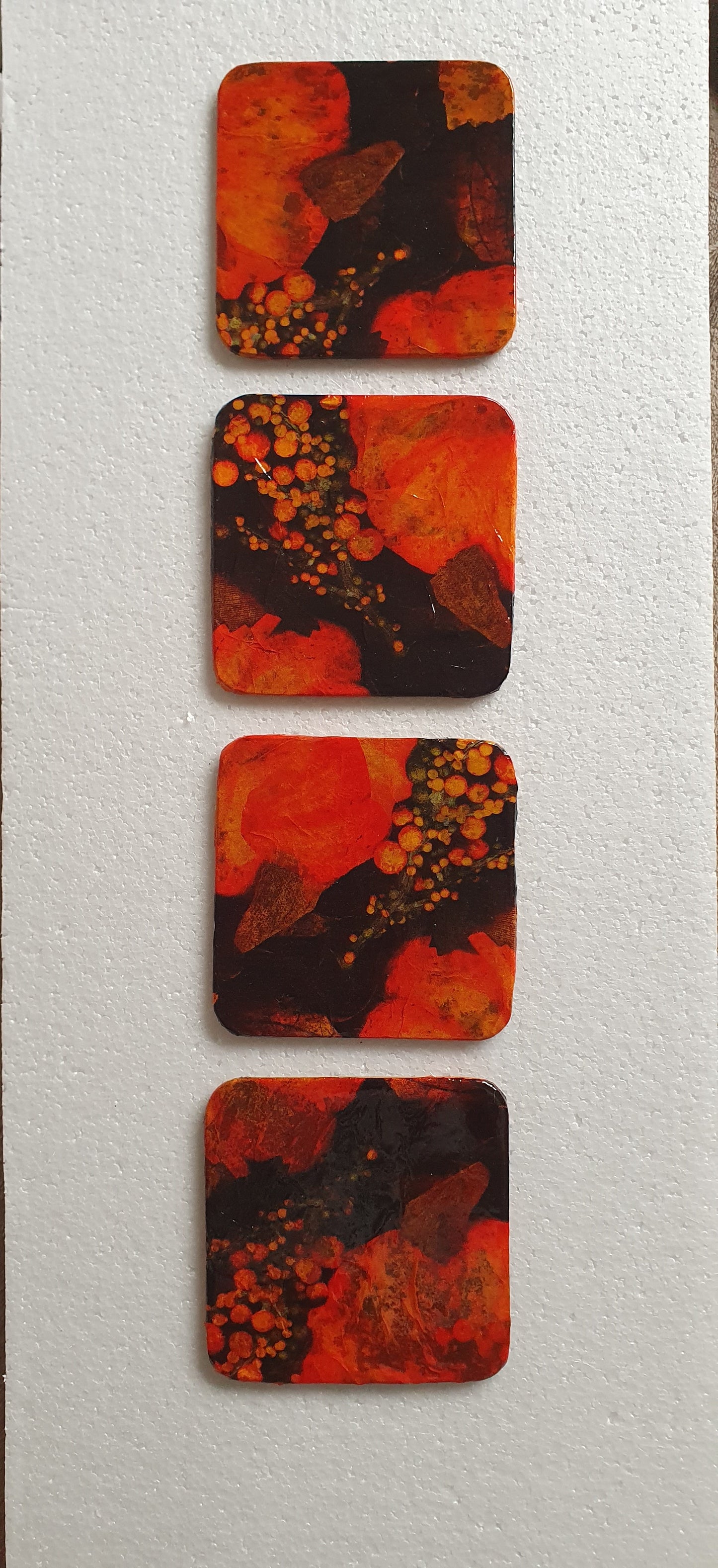 Decoupage Black Orange Coasters Set Of Four Home Decor Gift
