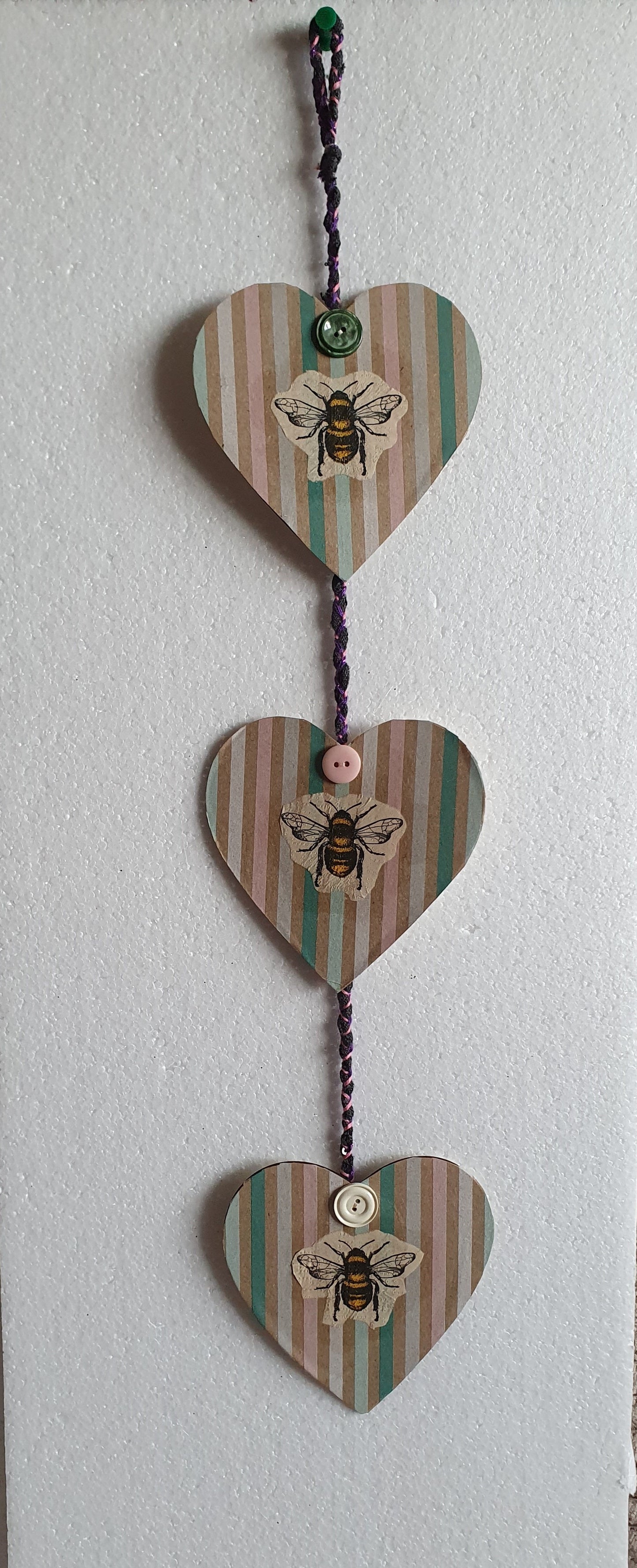 Decoupage Bumble Bee Striped Wall Hanging Home Decor Gift