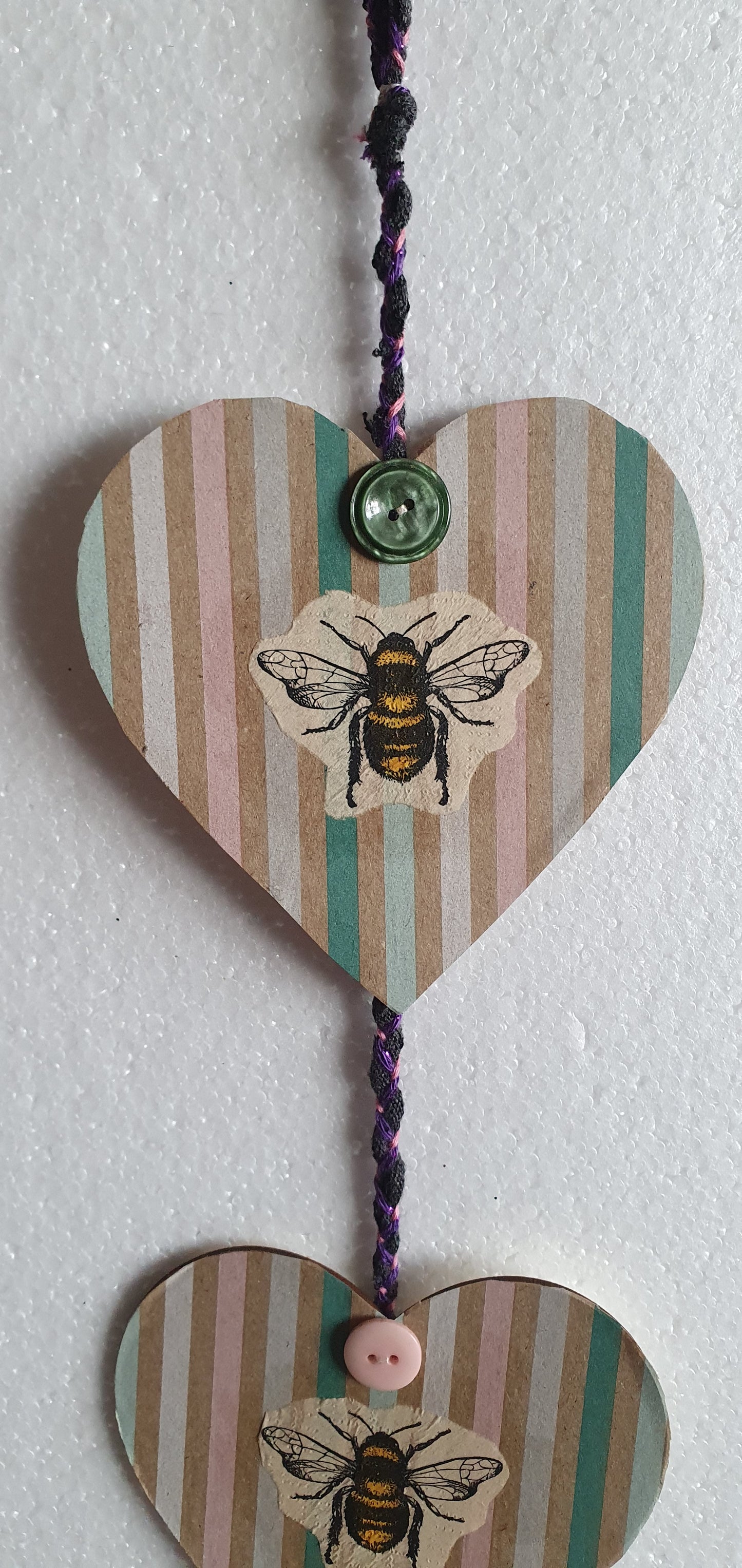 Decoupage Bumble Bee Striped Wall Hanging Home Decor Gift