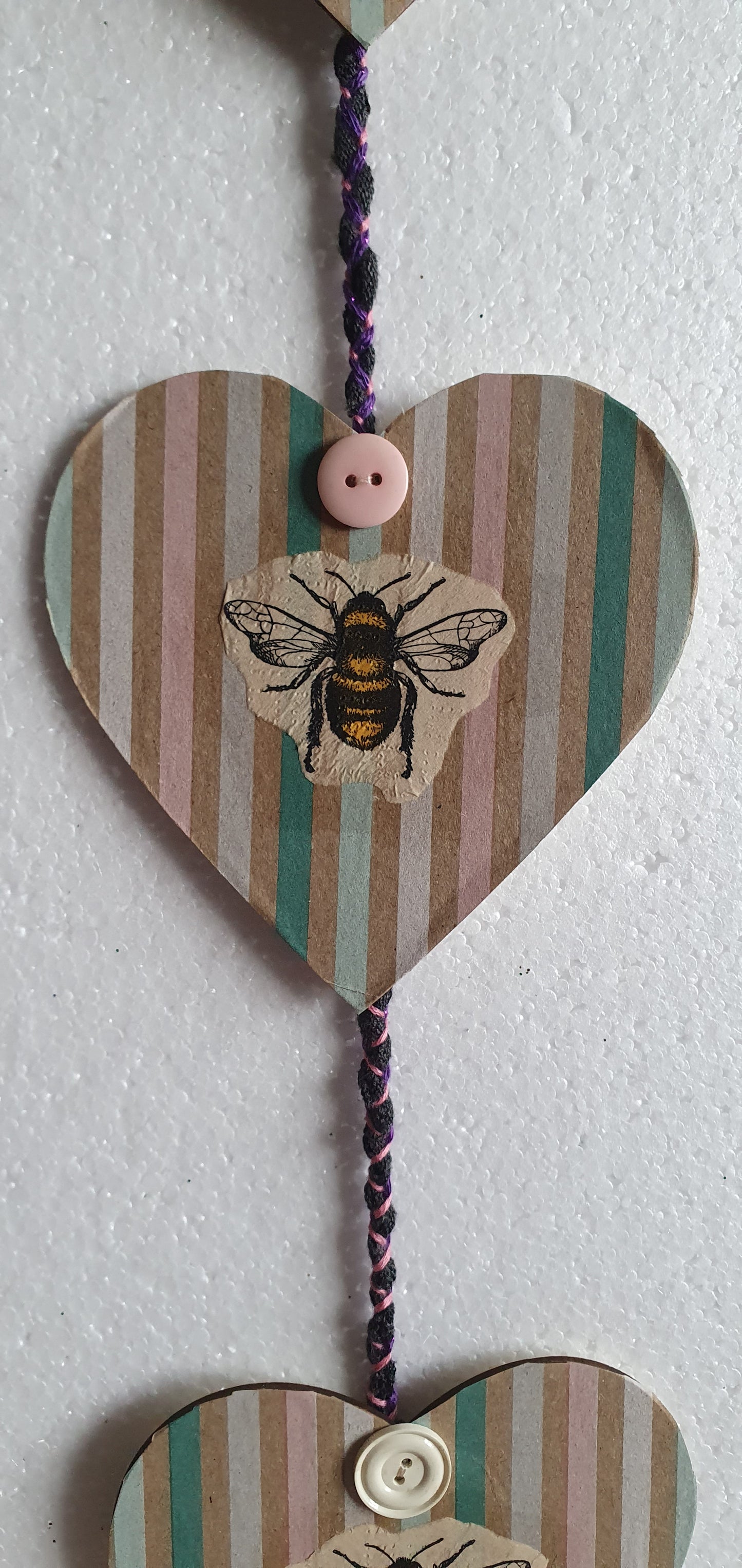Decoupage Bumble Bee Striped Wall Hanging Home Decor Gift
