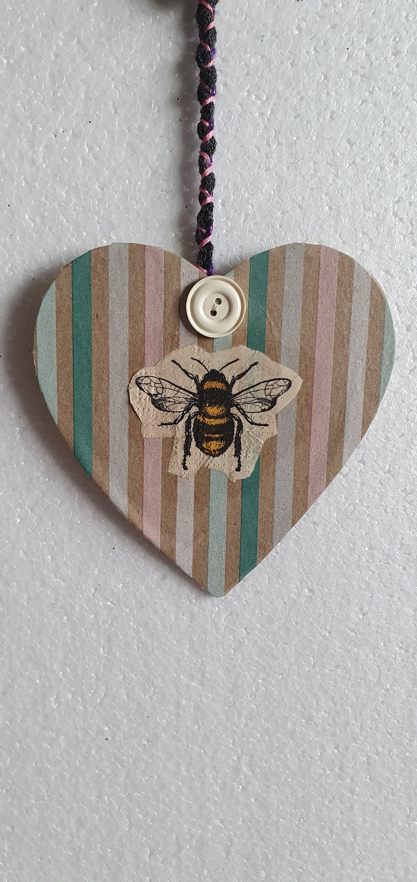 Decoupage Bumble Bee Striped Wall Hanging Home Decor Gift