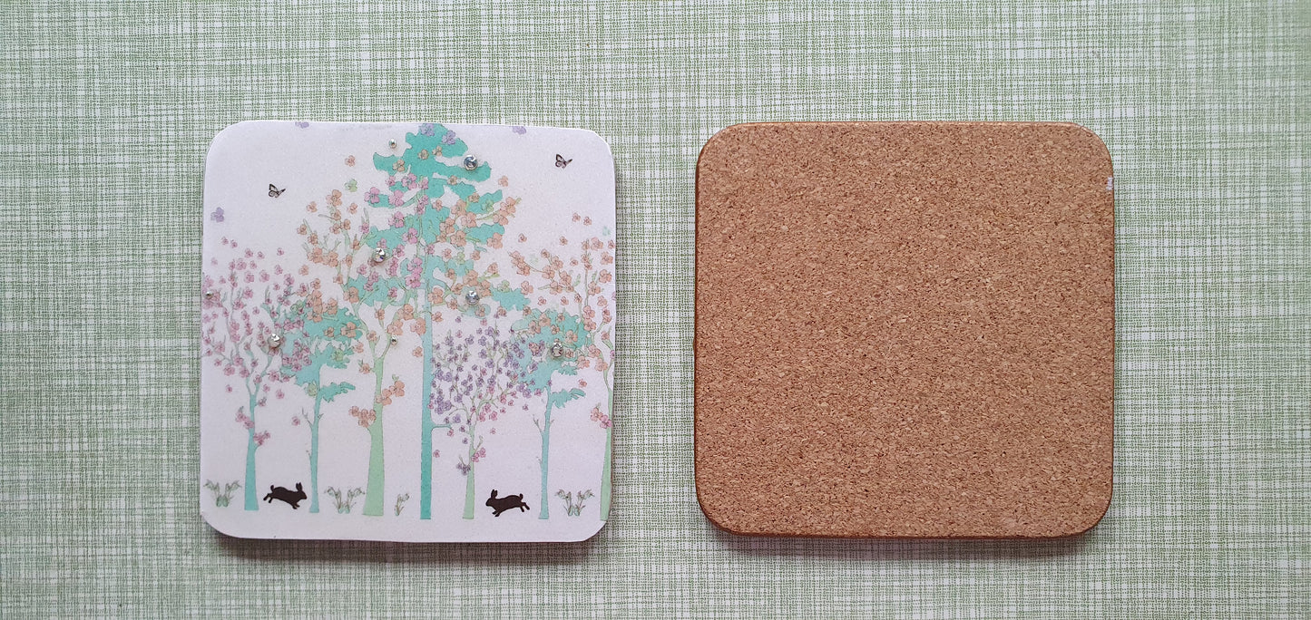 Single Mix And Match Coaster Spring Easter Rabbits Bunnies Hares Home Decor Gift