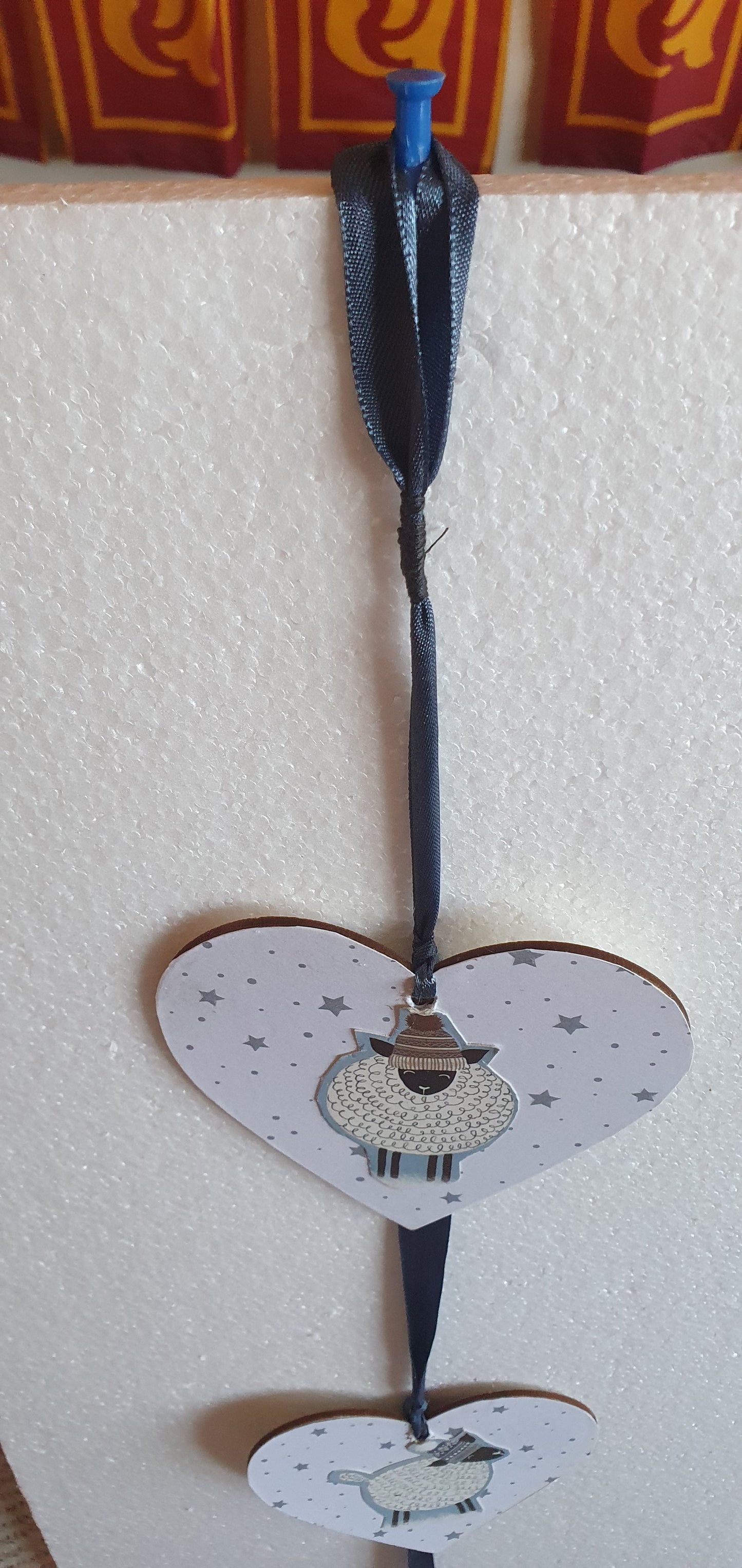 Decoupage Star And Sheep Grey Blue Wall Hanging Home Decor Gift