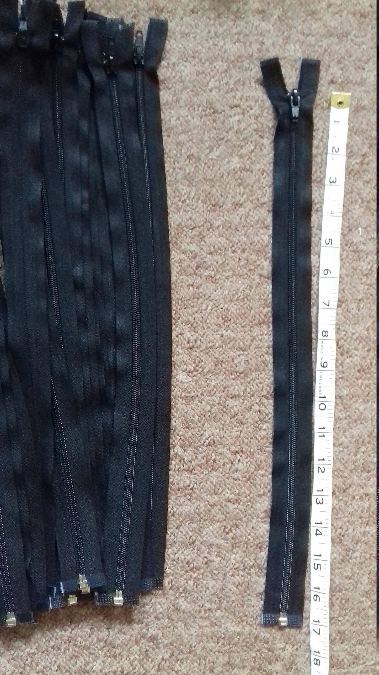 Black nylon zip 17 inch (43cm) open end separating