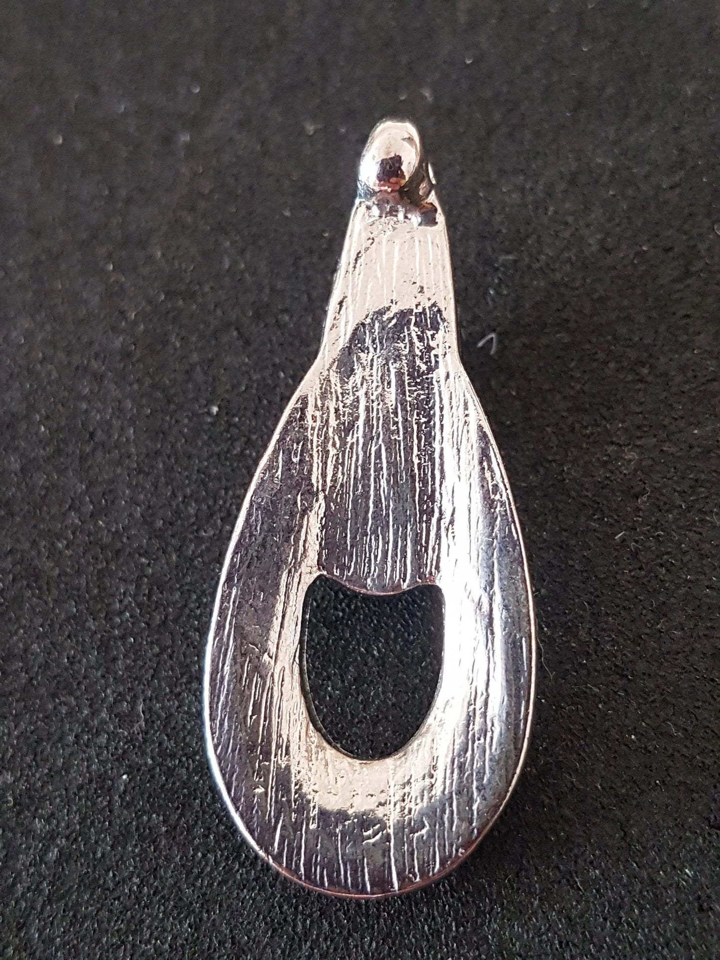 Art Nouveau Large Silver Black Diamante Preloved Upcycle Pendant for Jewellery Making 4.5cm