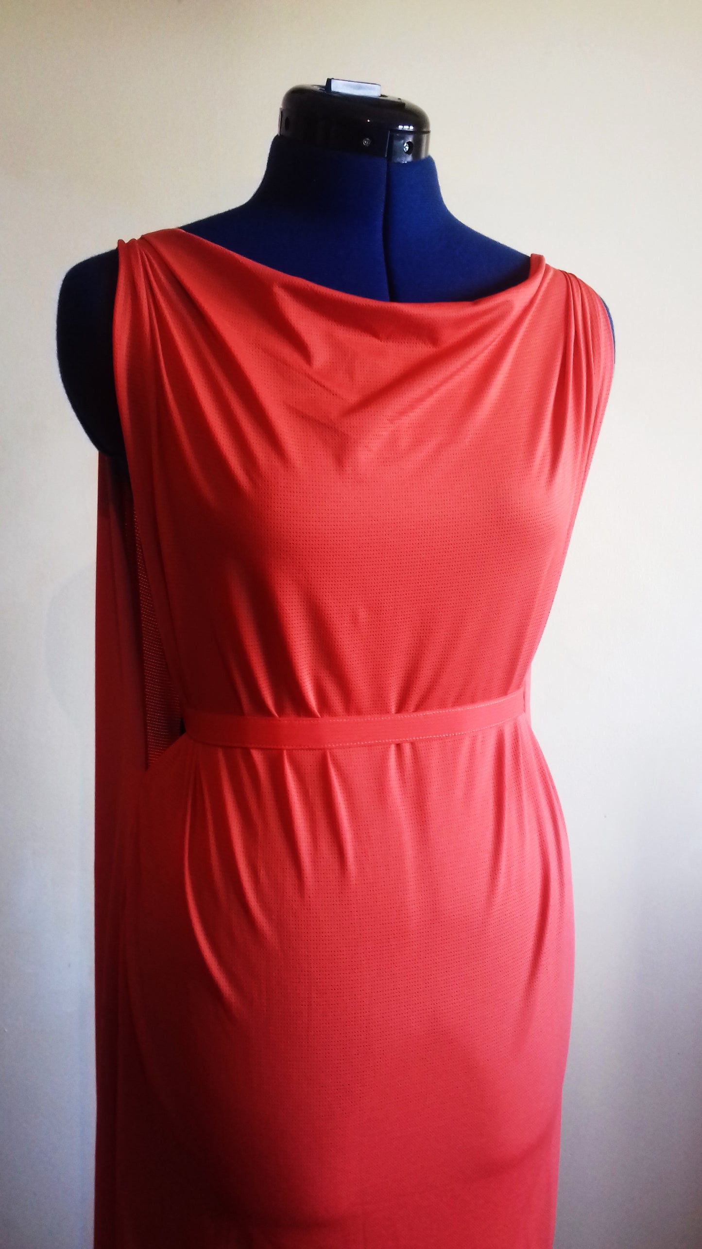 Orange Grecian Drape Dress