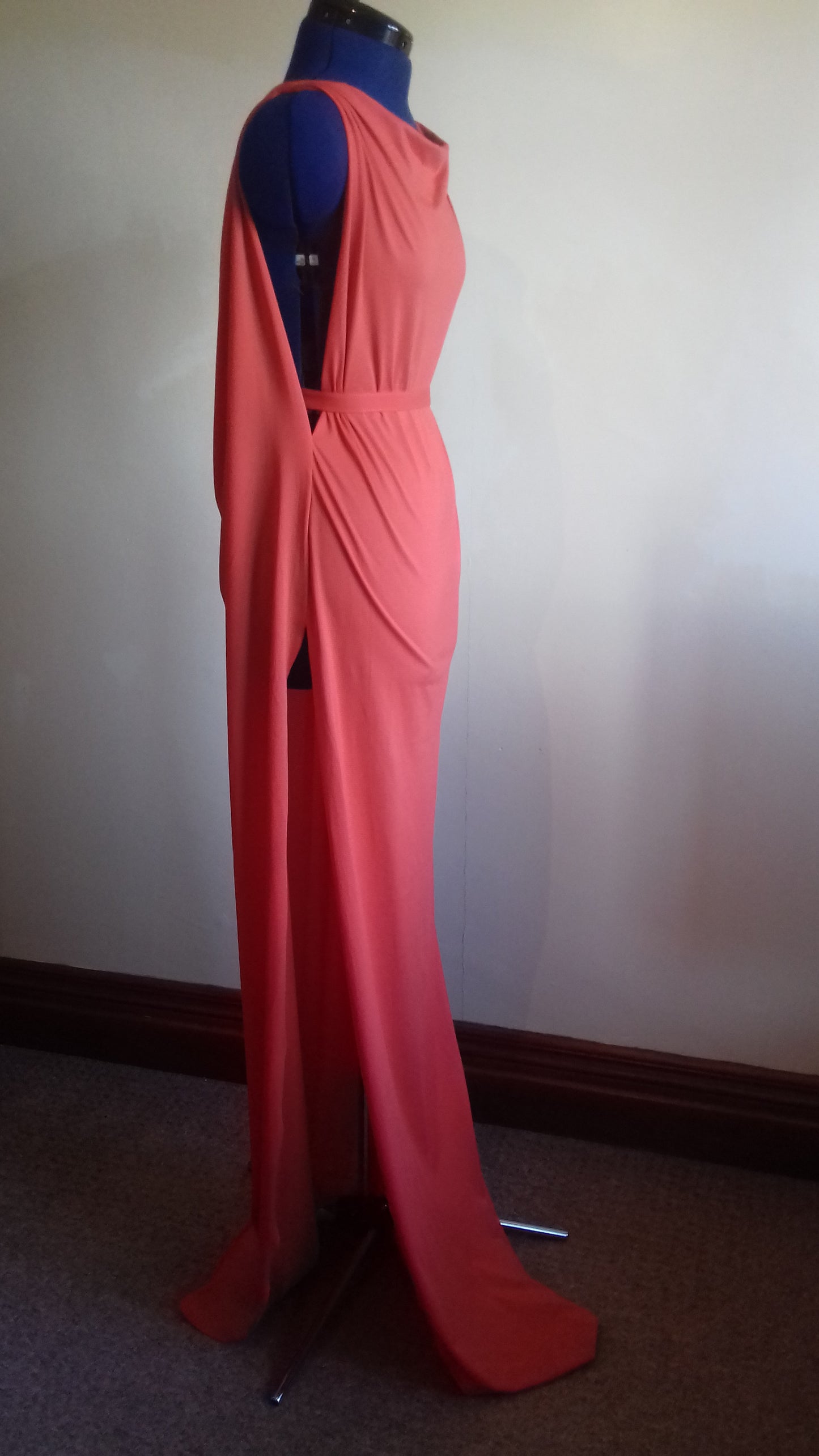 Orange Grecian Drape Dress