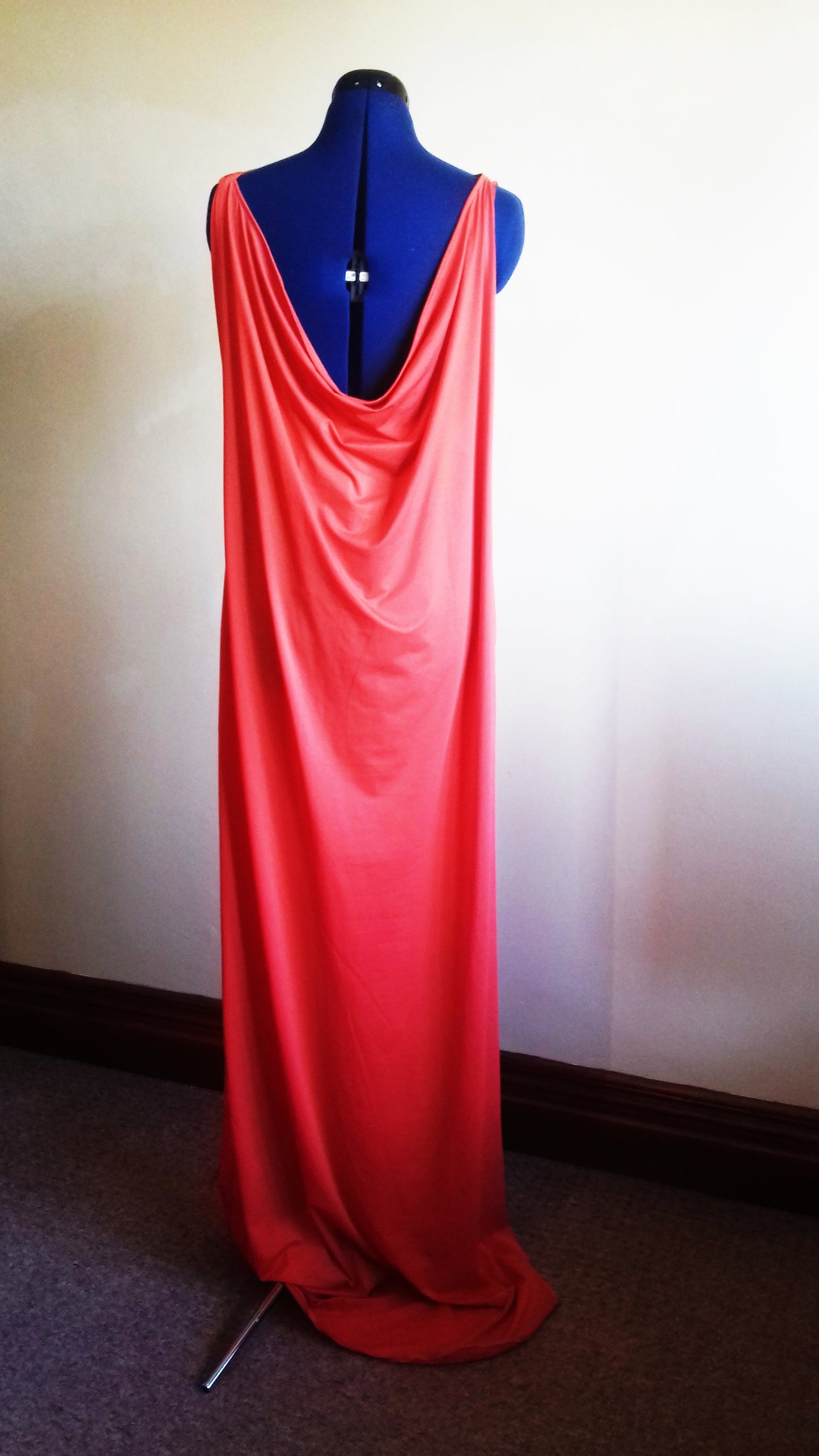 Orange Grecian Drape Dress