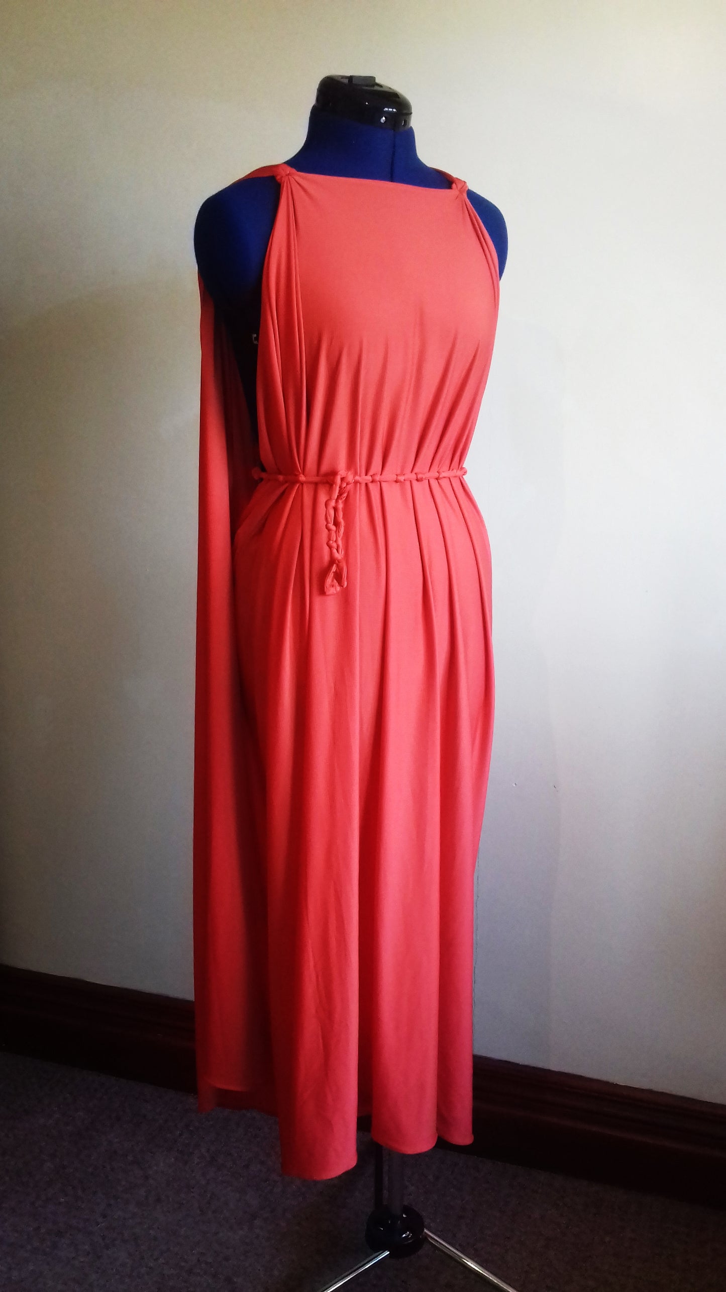 Orange Grecian Drape Dress