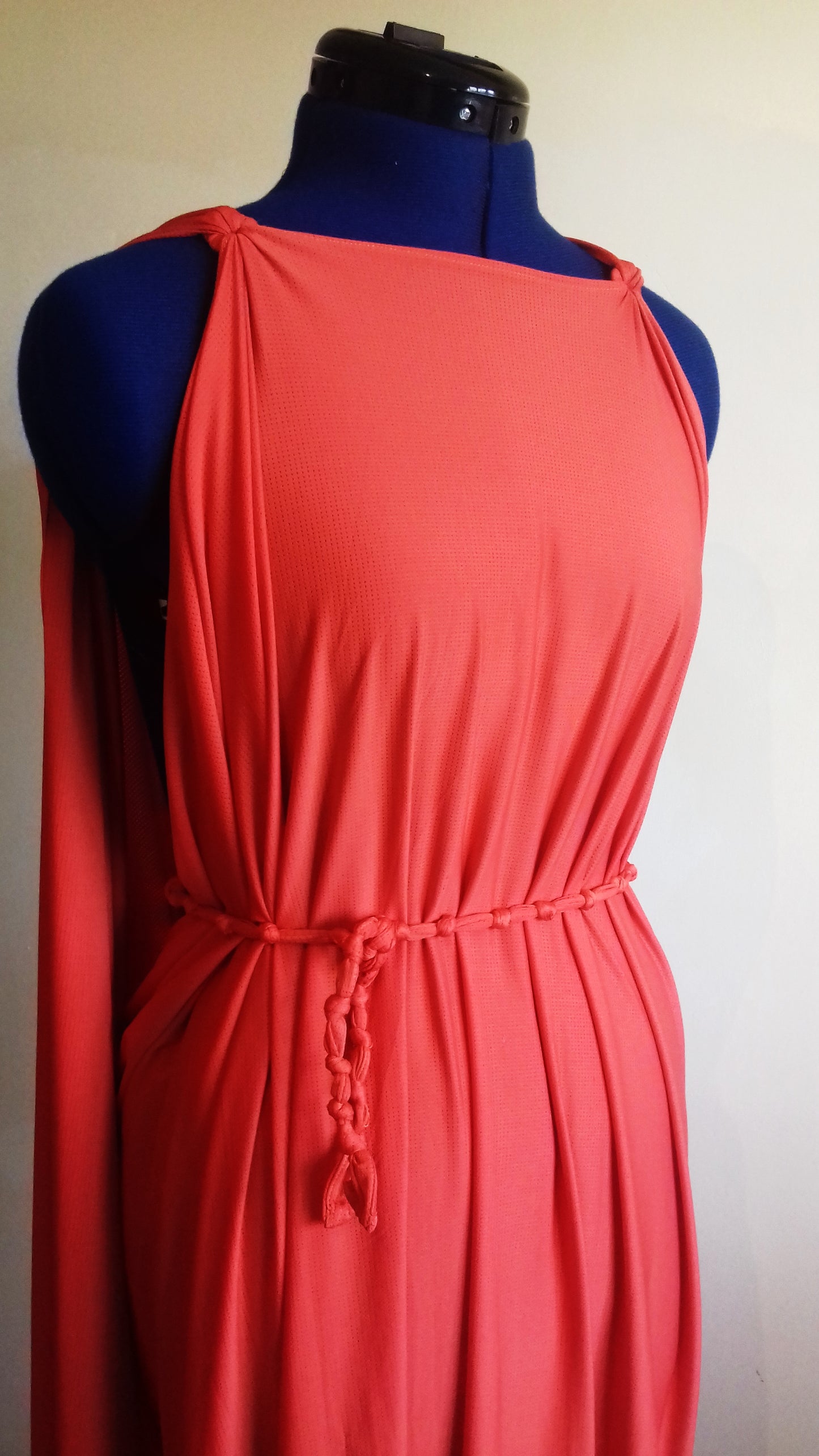 Orange Grecian Drape Dress