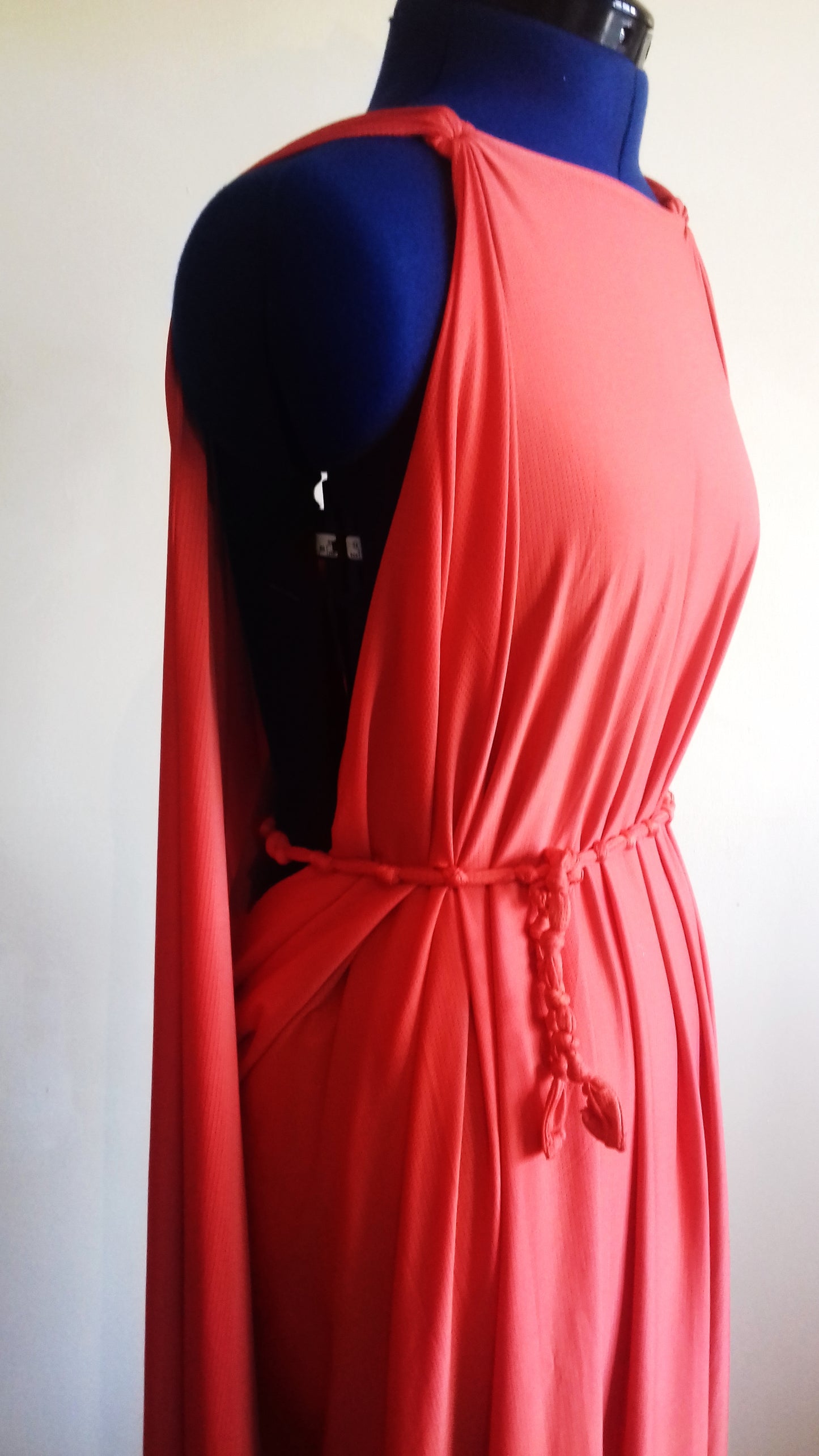 Orange Grecian Drape Dress