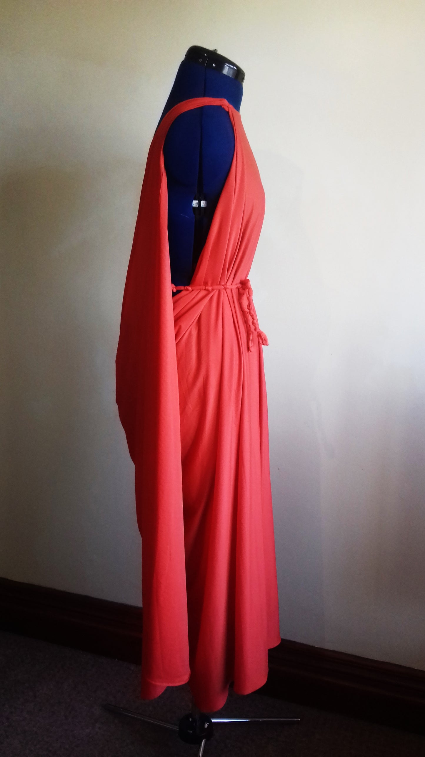 Orange Grecian Drape Dress