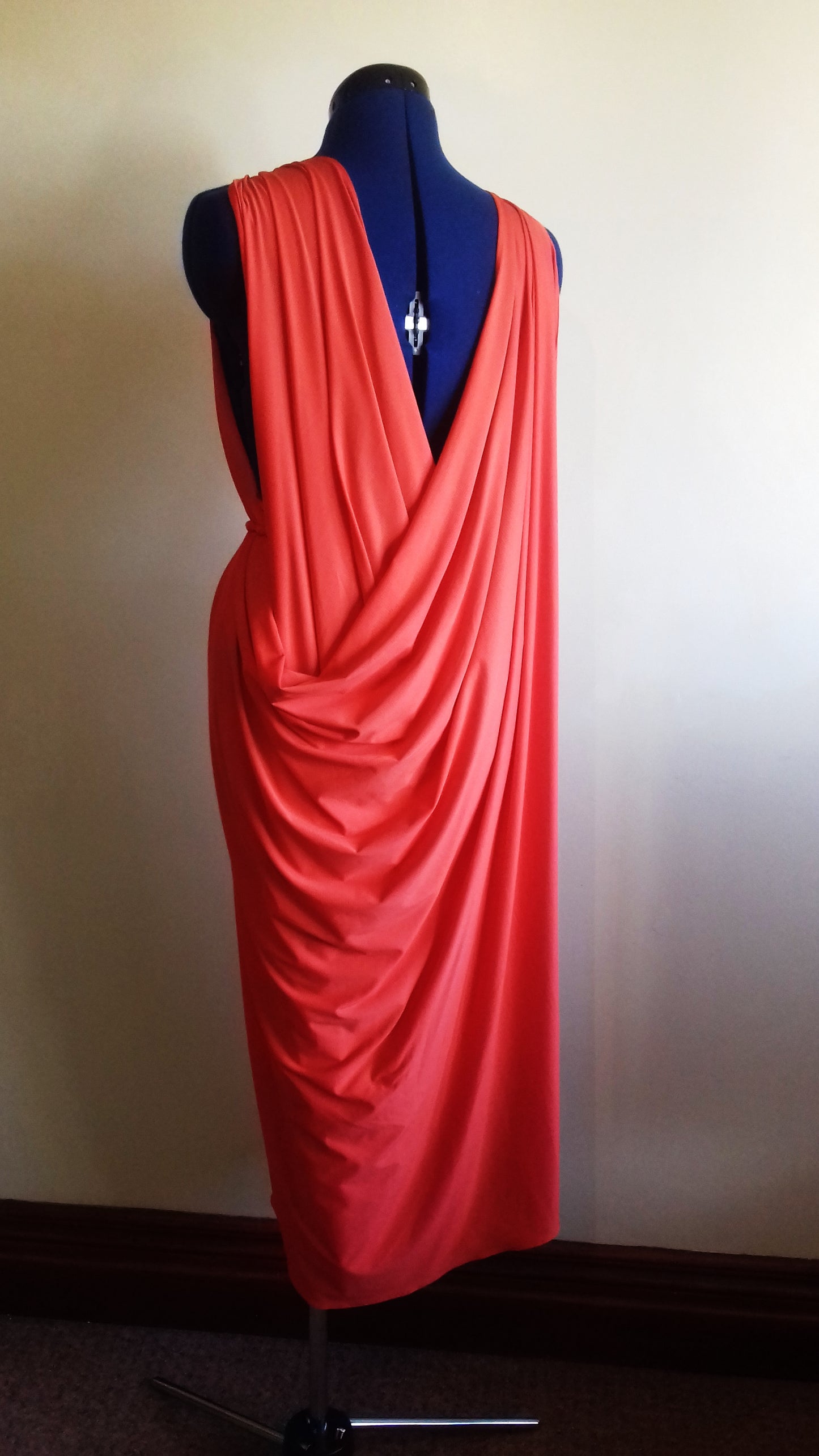 Orange Grecian Drape Dress