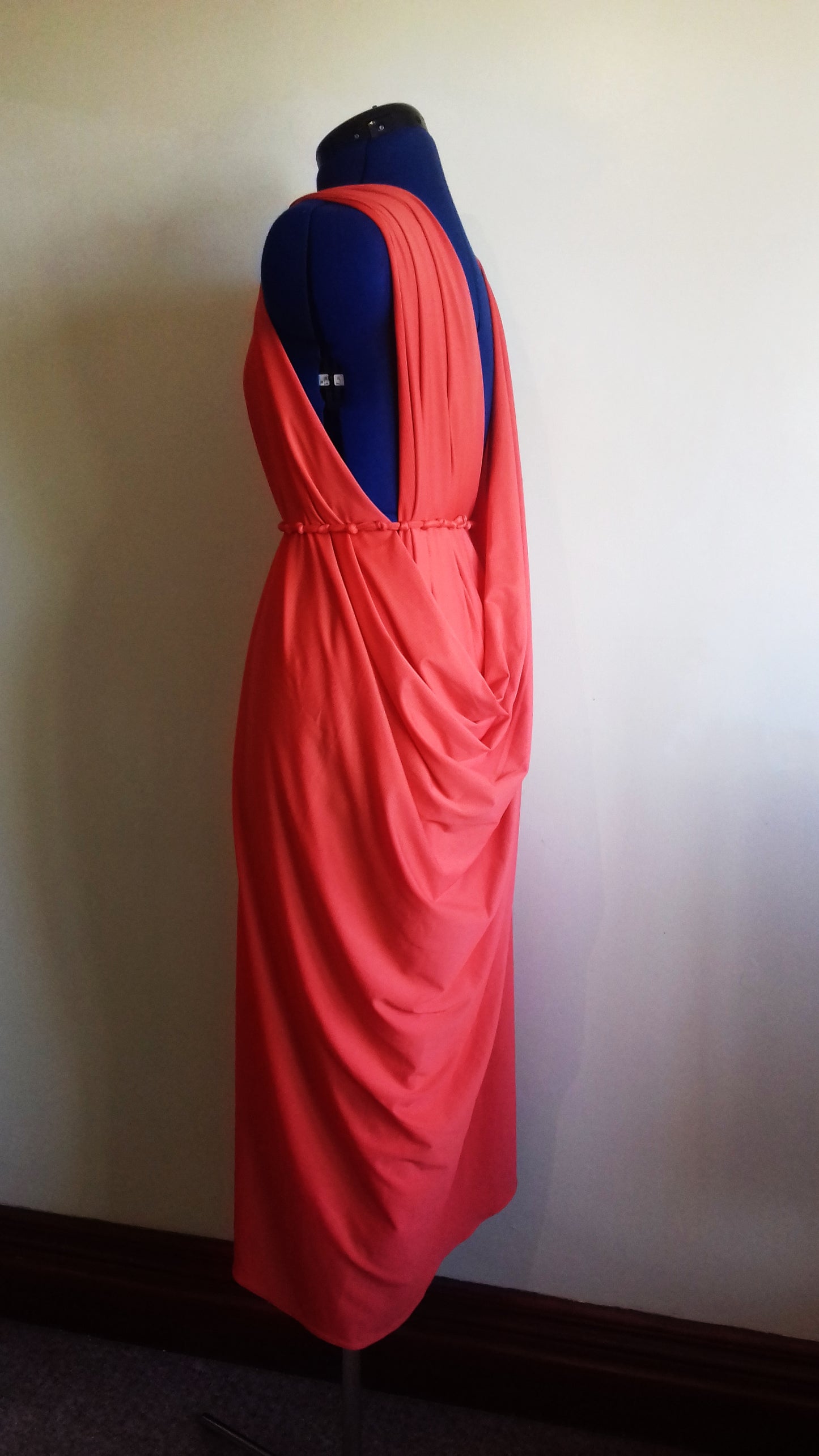 Orange Grecian Drape Dress