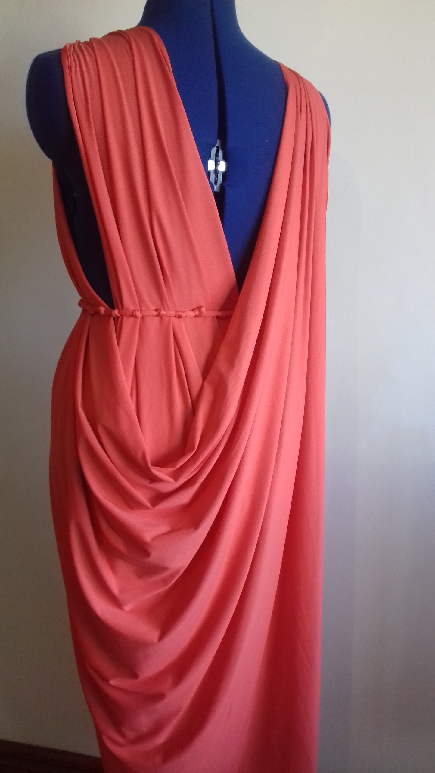 Orange Grecian Drape Dress