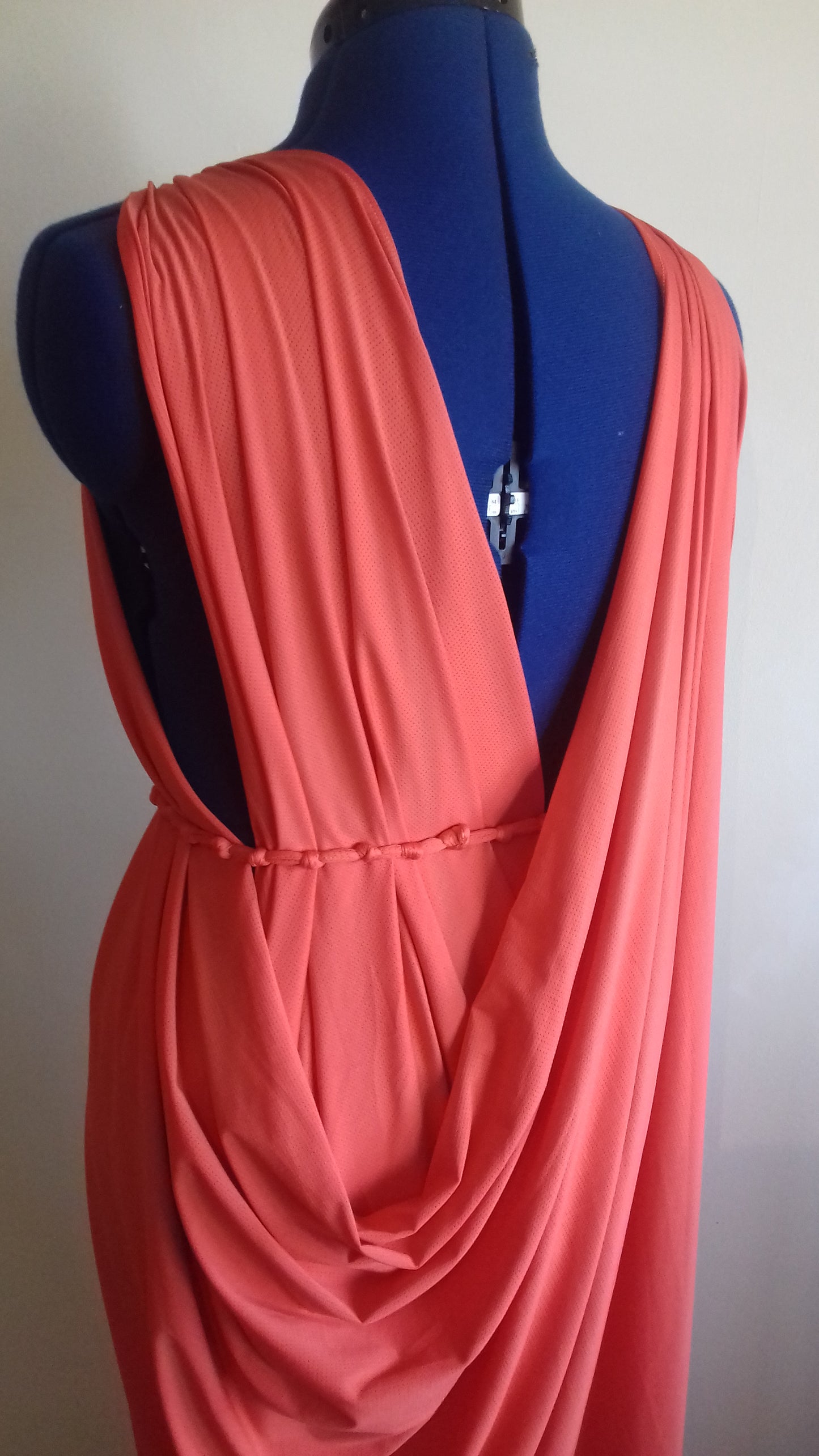 Orange Grecian Drape Dress