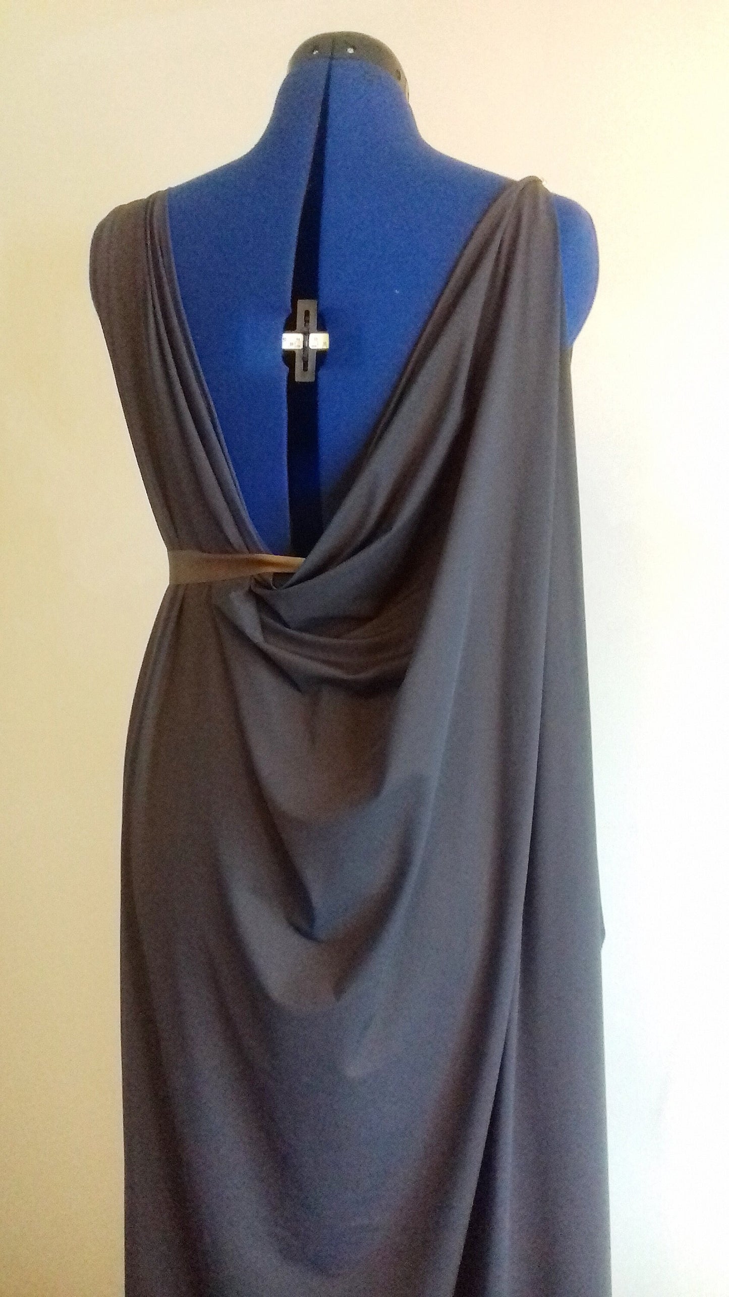 Dark Brown Grecian Drape Evening Dress